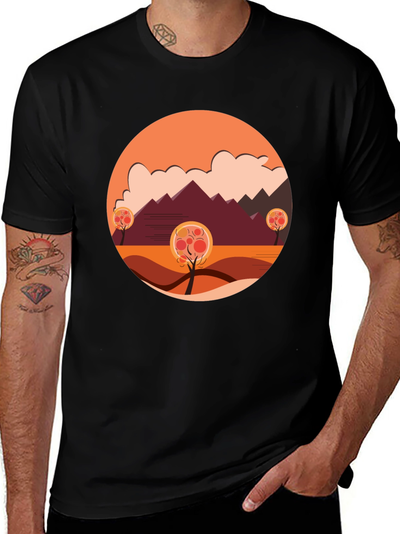 Variant 9 of Autumn Landscape Graphic Tee - Modern Casual Comfort