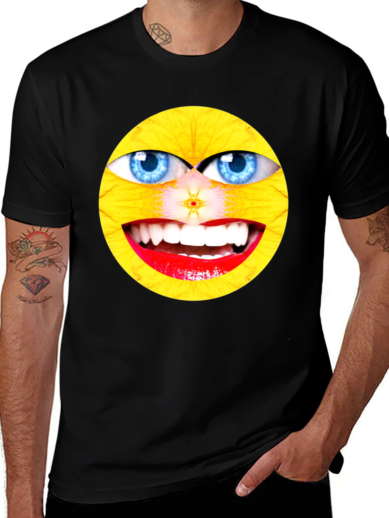 Variant 21 of Emoji Face Graphic Black T-Shirt
