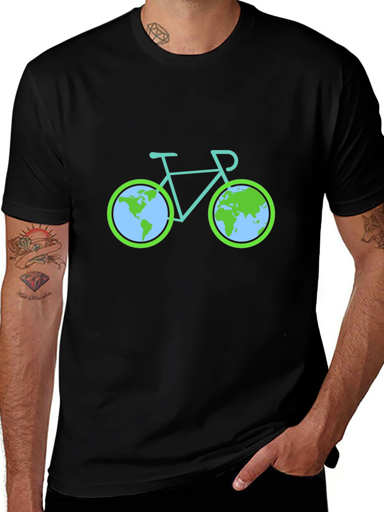 Variant 3 of Eco-Friendly Earth Bicycle T-Shirt