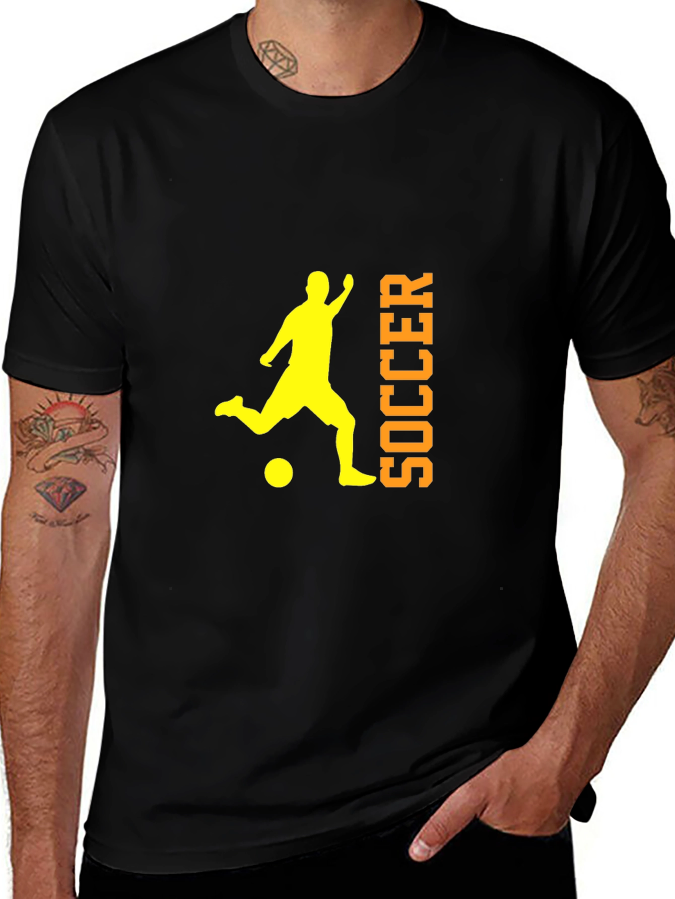 Variant 21 of Soccer Player Graphic Tee - Black Cotton T-Shirt