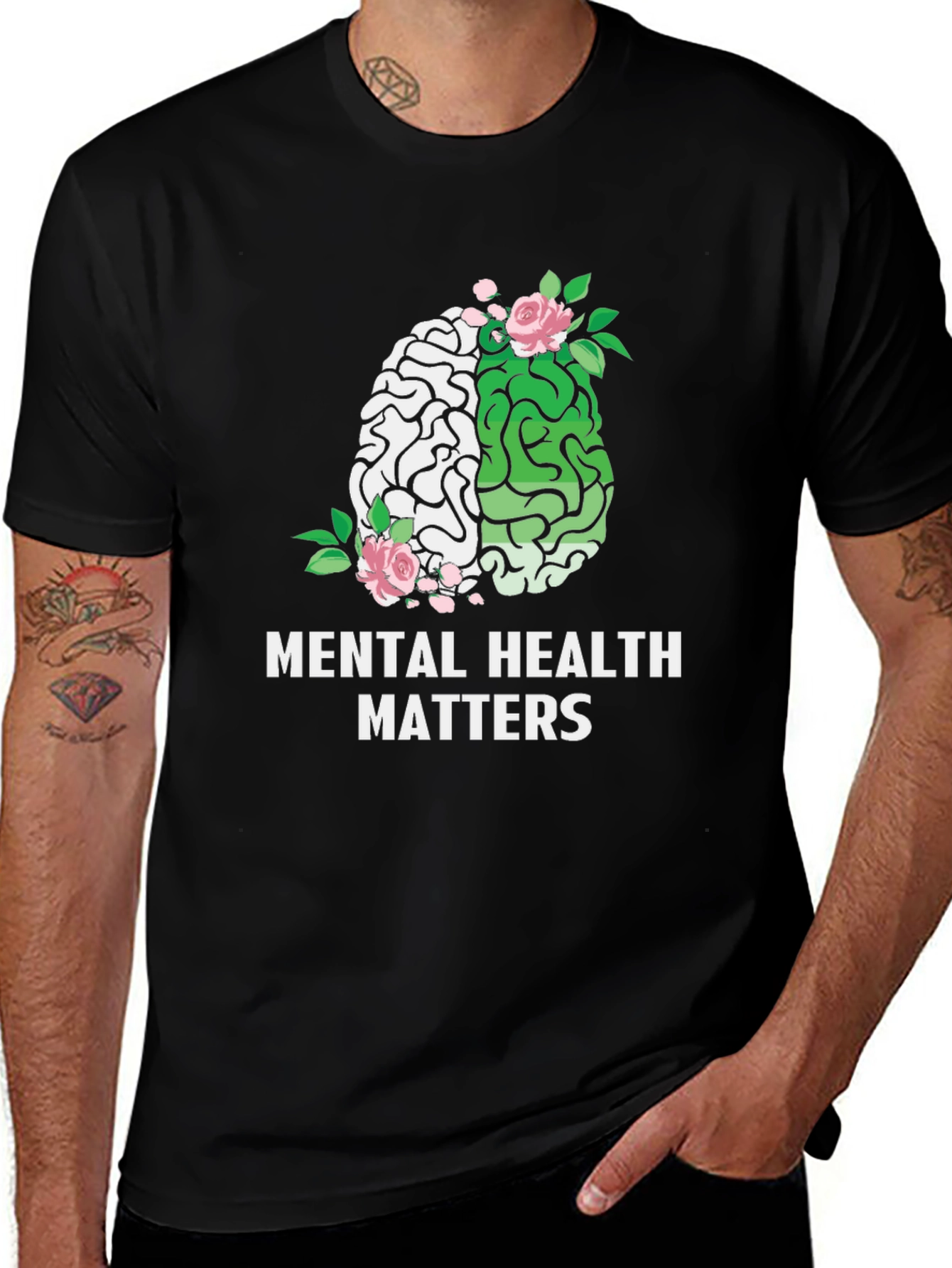 Variant 19 of Mental Health Matters Floral Brain T-Shirt