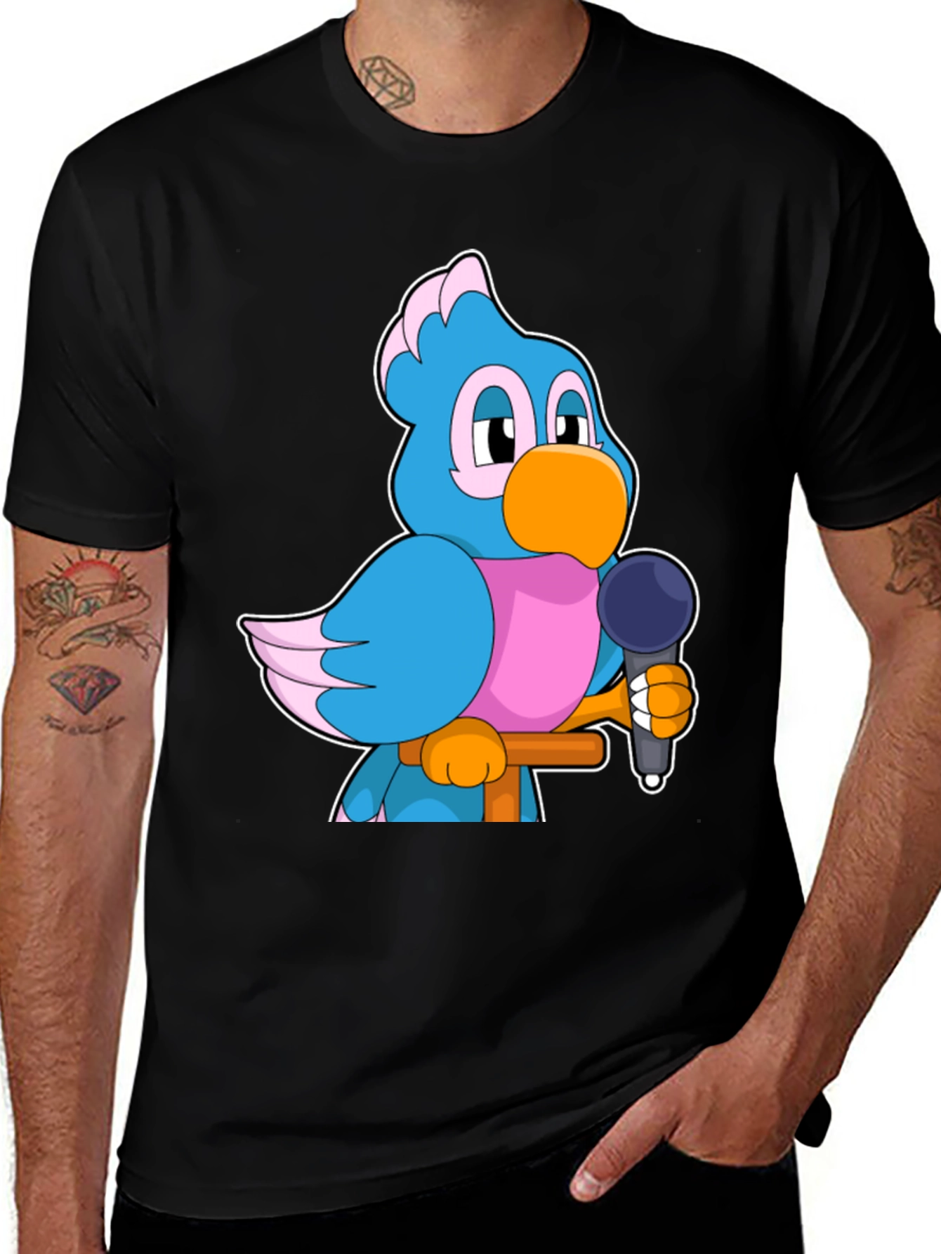 Variant 29 of Cartoon Bird with Microphone Graphic Tee