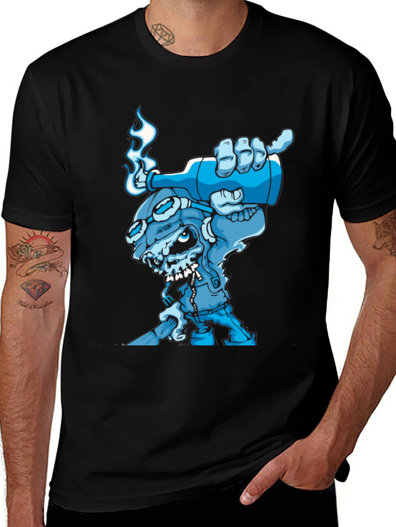 Variant 10 of Cool Blue Cartoon Skull T-Shirt
