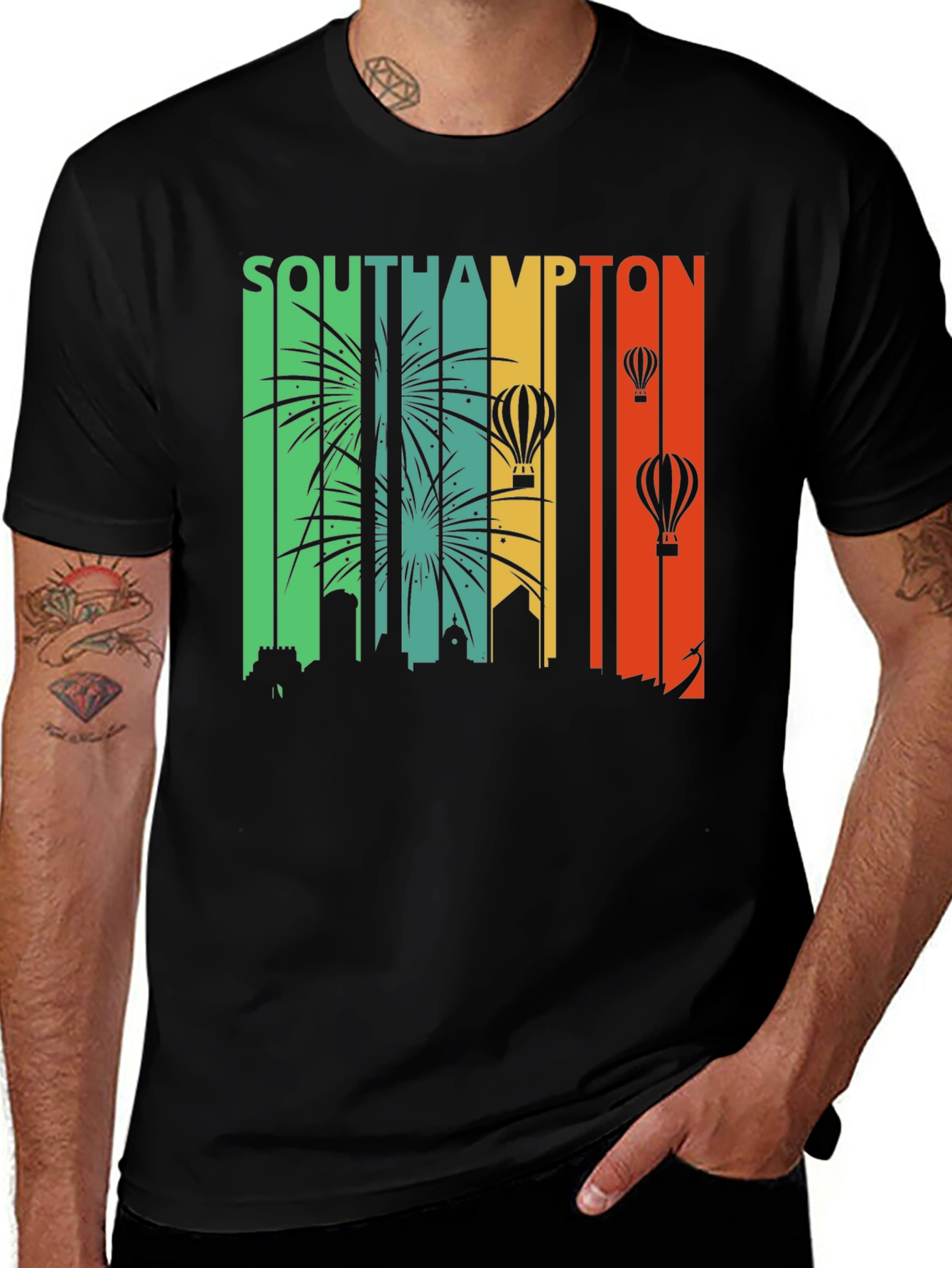 Variant 6 of Southampton Skyline Retro T-Shirt