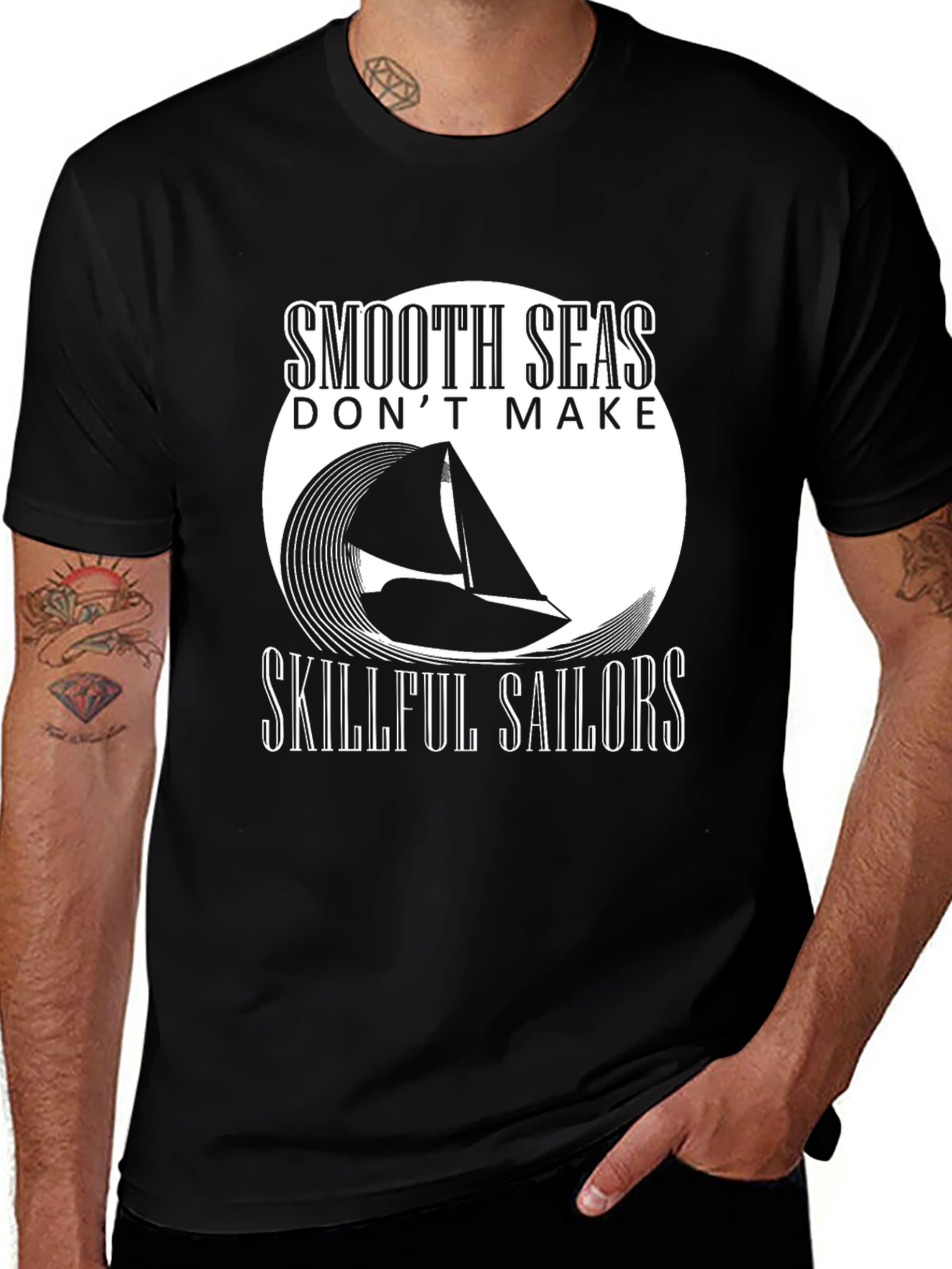 Variant 19 of Smooth Seas T-Shirt - Skillful Sailors Graphic Tee