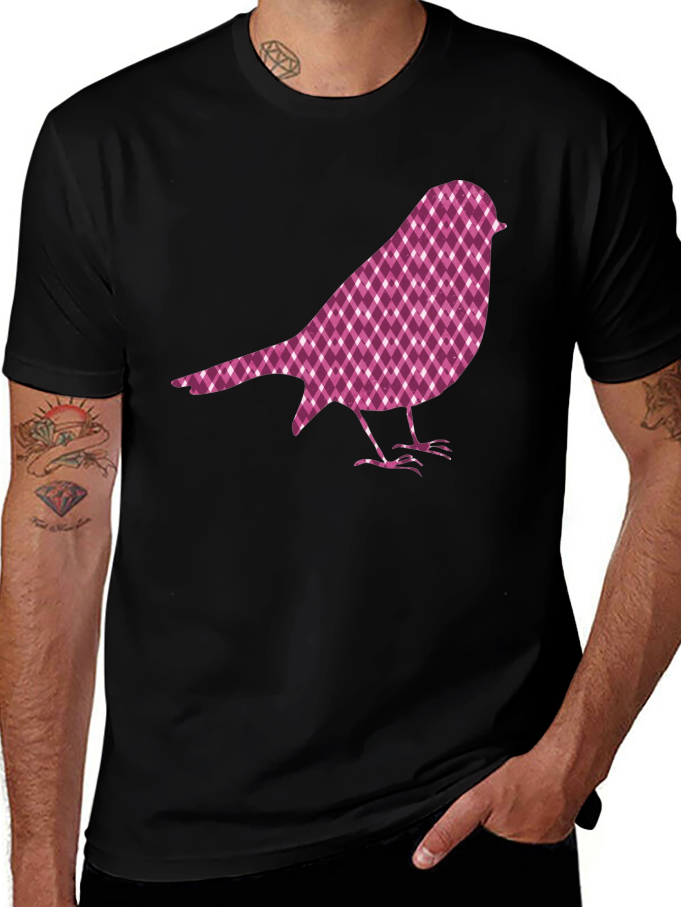 Variant 9 of Bird Graphic Tee - Black Cotton Blend