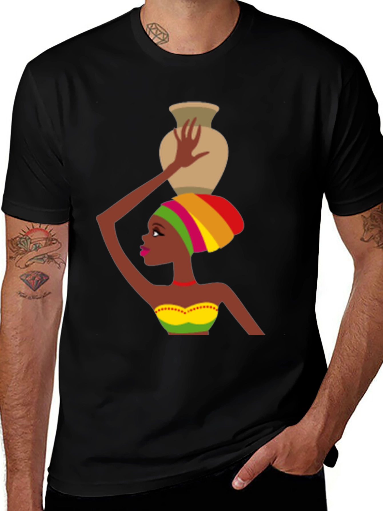 Variant 6 of Colorful Woman with Pot Graphic T-Shirt