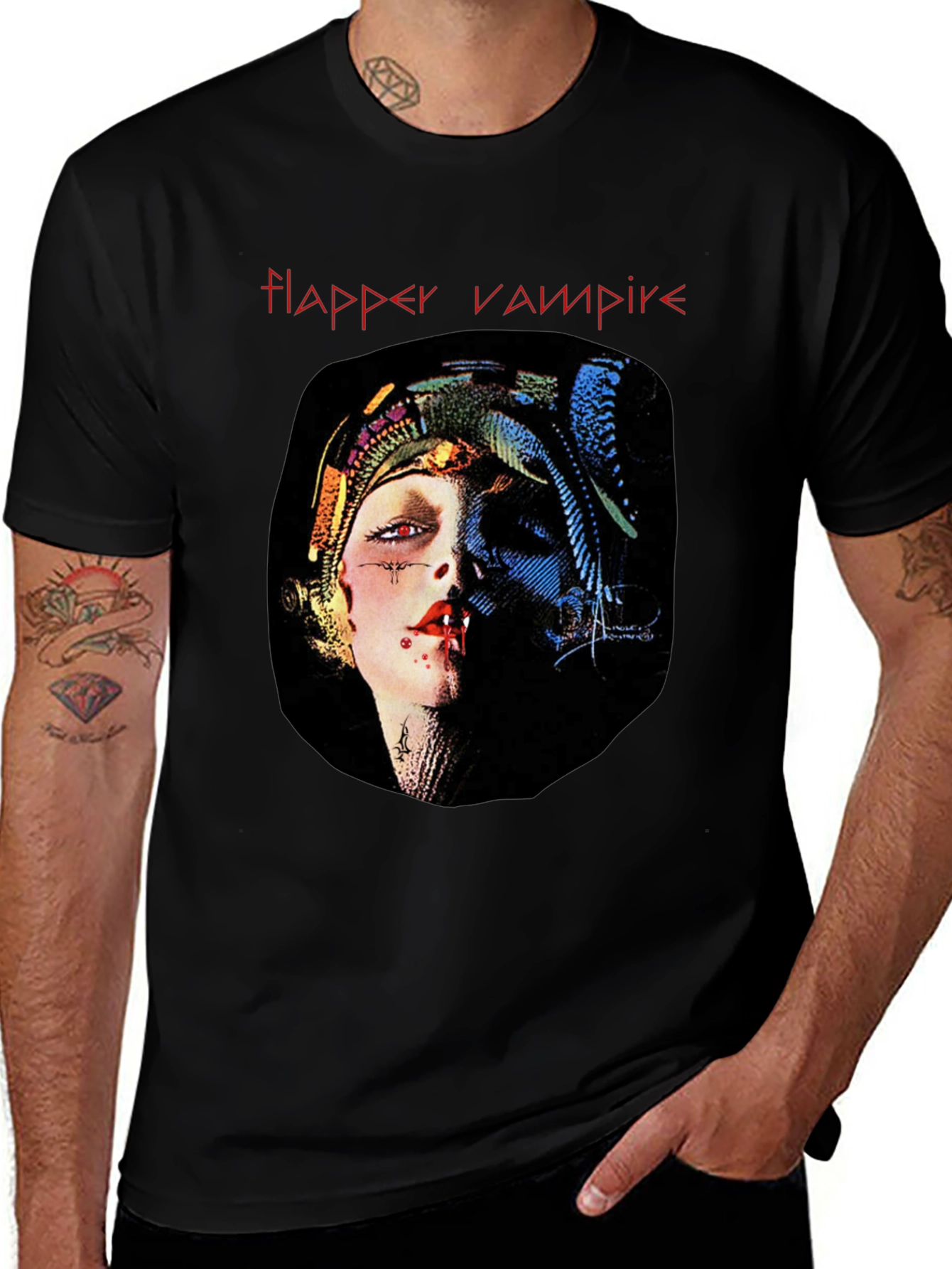 Variant 27 of Flapper Vampire Graphic Tee - Black