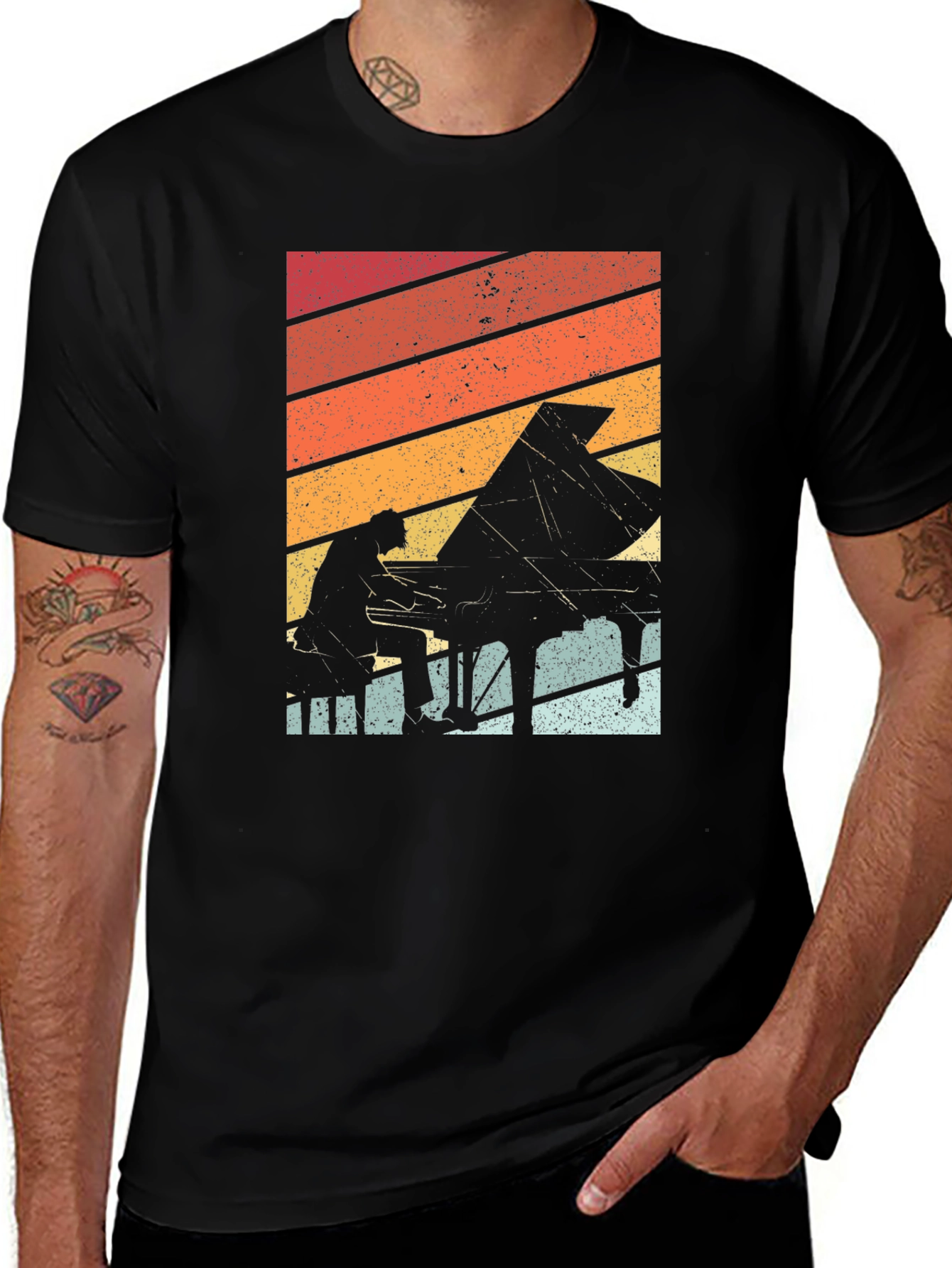 Variant 4 of Retro Piano Player Graphic Tee