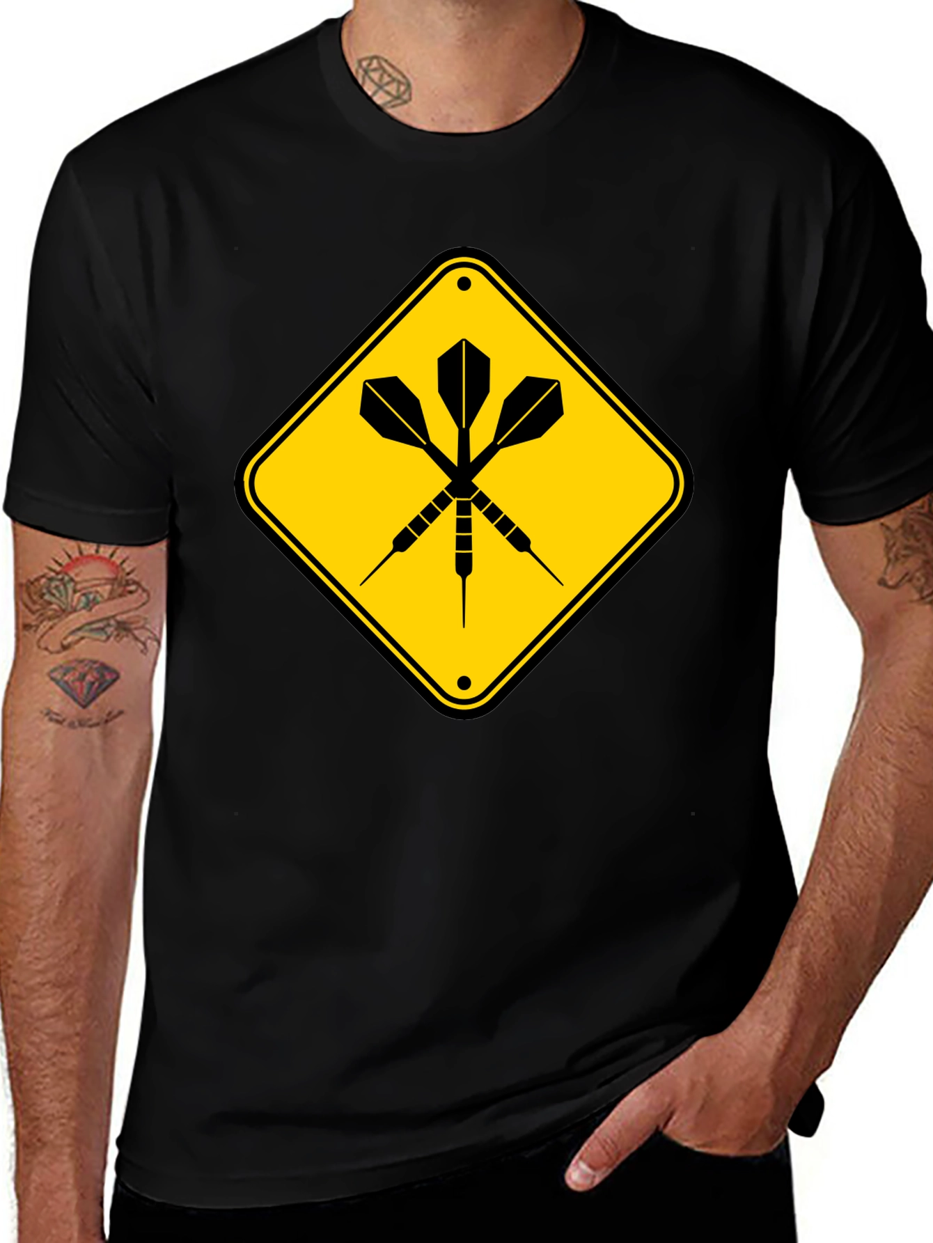 Variant 6 of Darts Crossing Sign Black T-Shirt