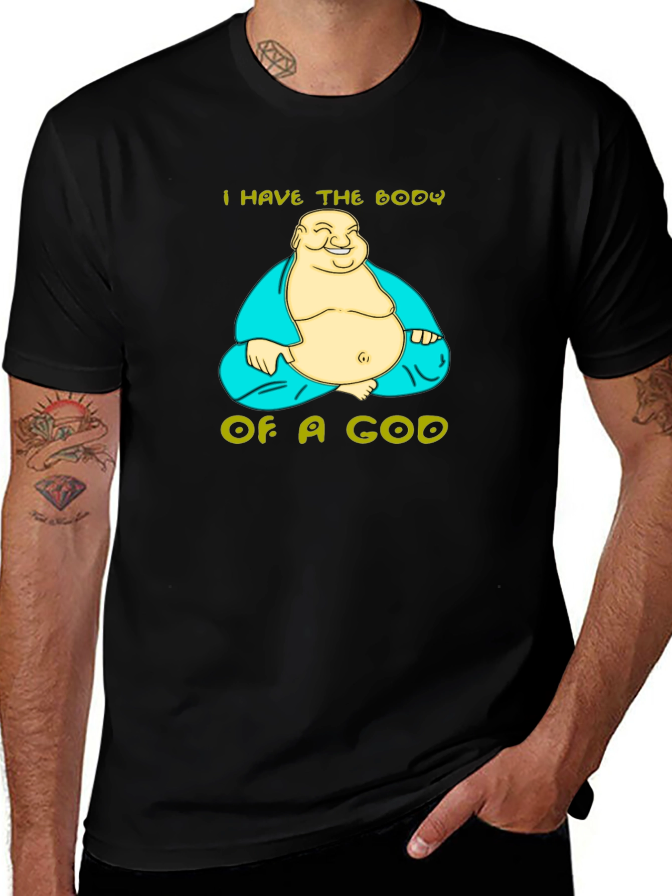 Funny Buddha Body God T-Shirt - Unisex Black Tee
