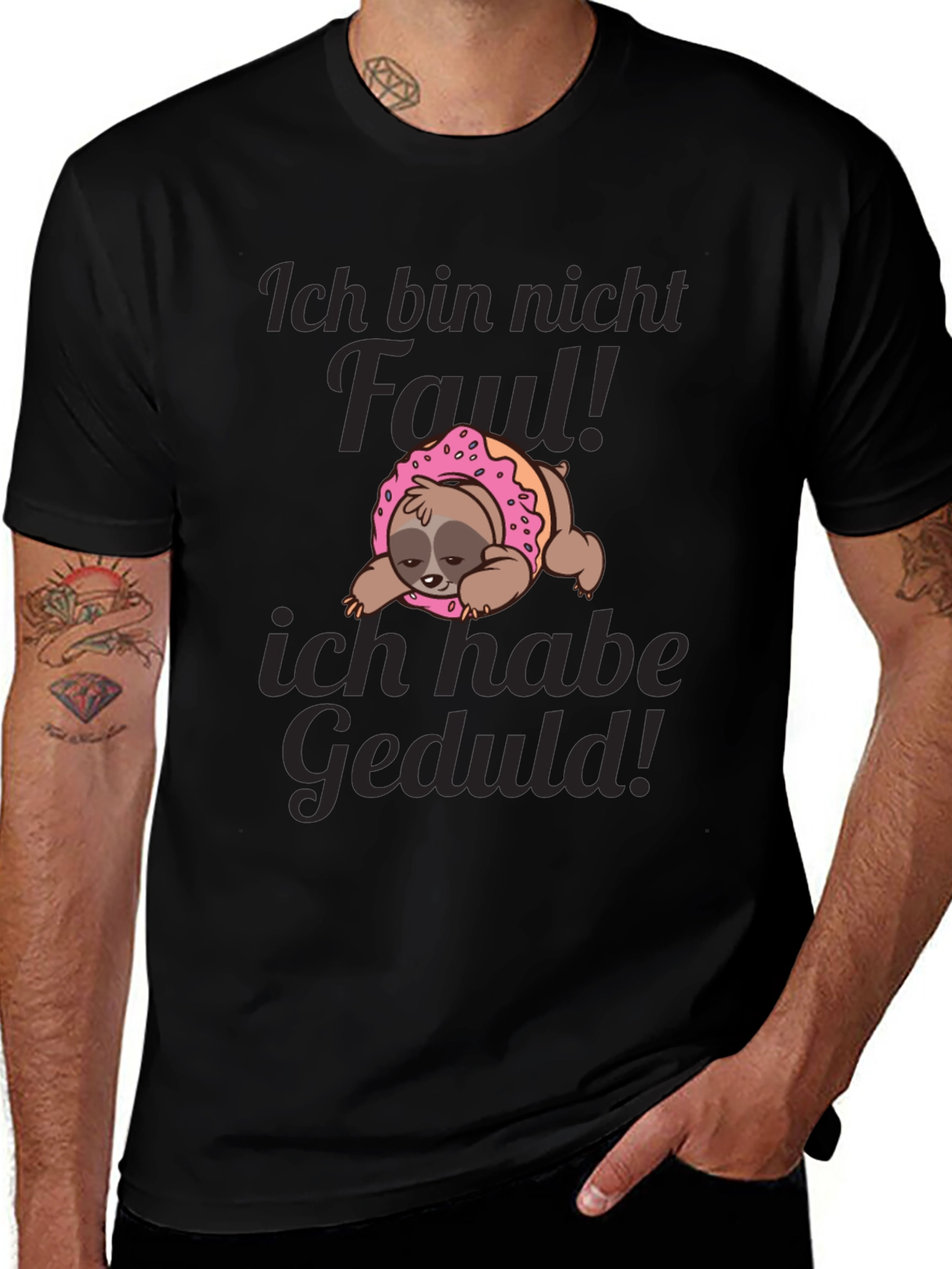 Variant 21 of Sloth Donut T-Shirt - Ich Bin Nicht Faul! Funny German Tee
