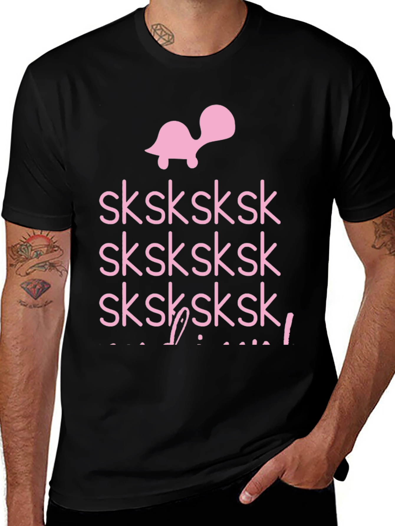 Variant 30 of Cute Turtle "sksksksk" Black T-Shirt