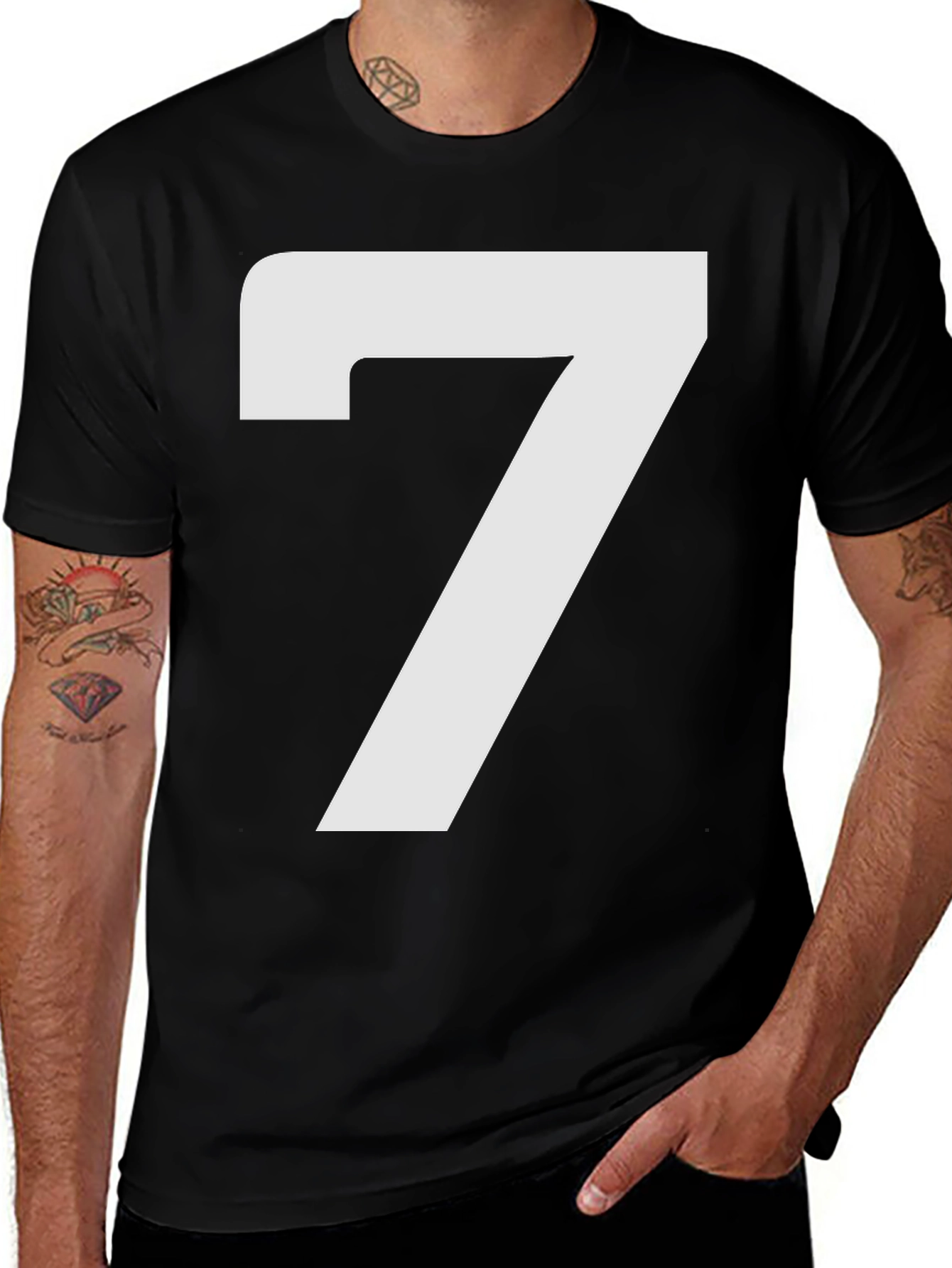 Variant 9 of Lucky Number 7 Graphic Tee - Black Cotton T-Shirt