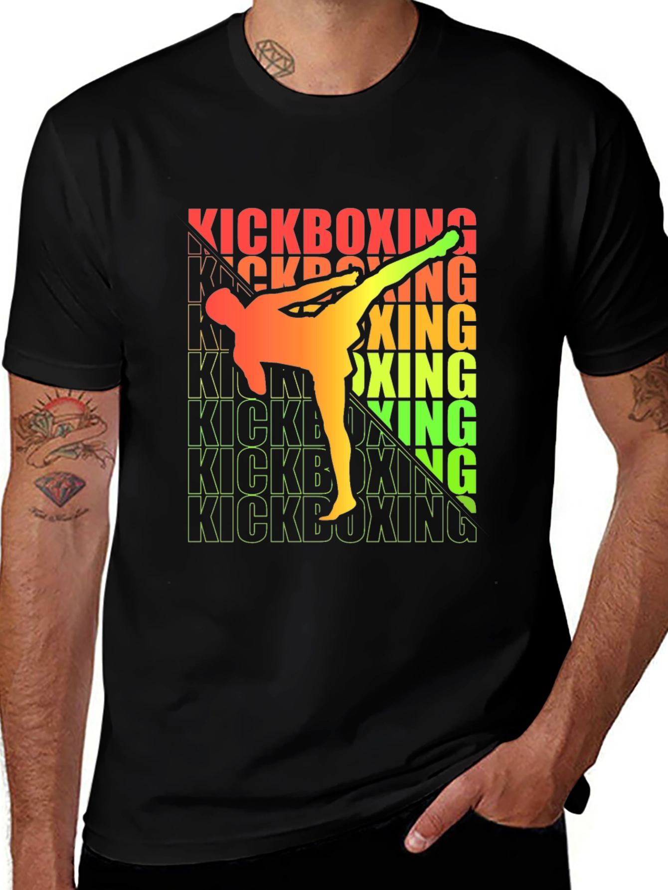 Kickboxing Graphic Tee - Martial Arts Black T-Shirt