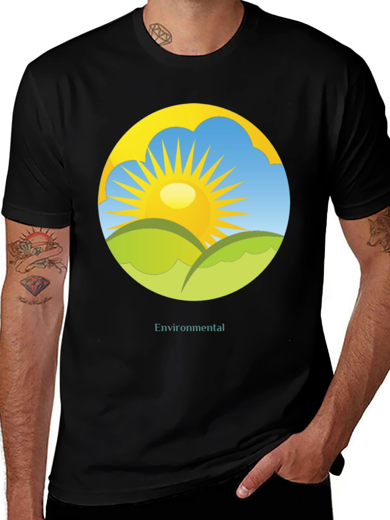 Black Environmental Graphic Tee -  Nature Inspired Design main image