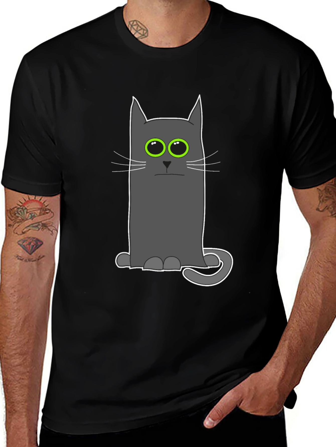 Variant 25 of Funny Cat Graphic Tee - Unisex Black T-Shirt