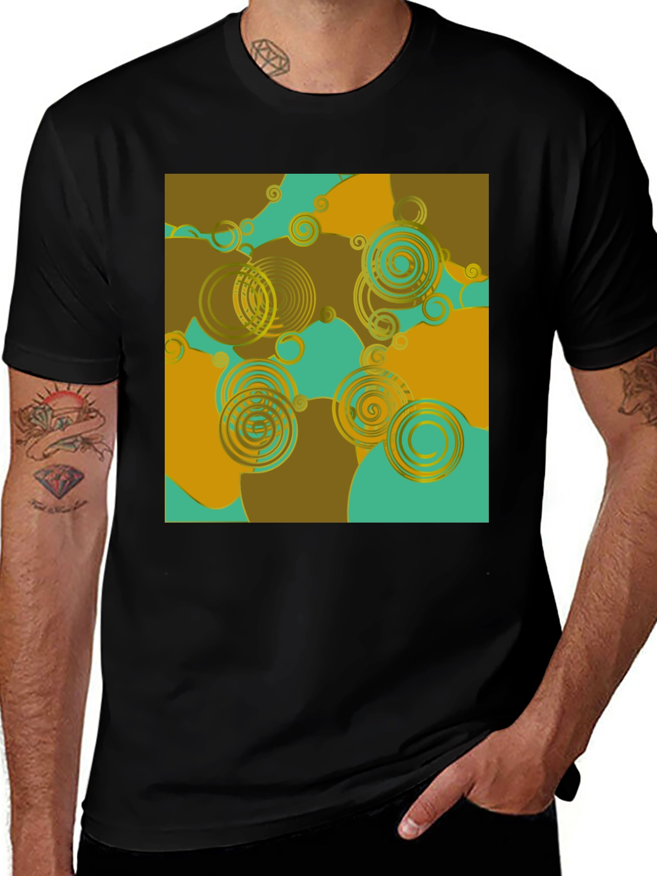 Variant 12 of Abstract Swirl Design Black T-Shirt