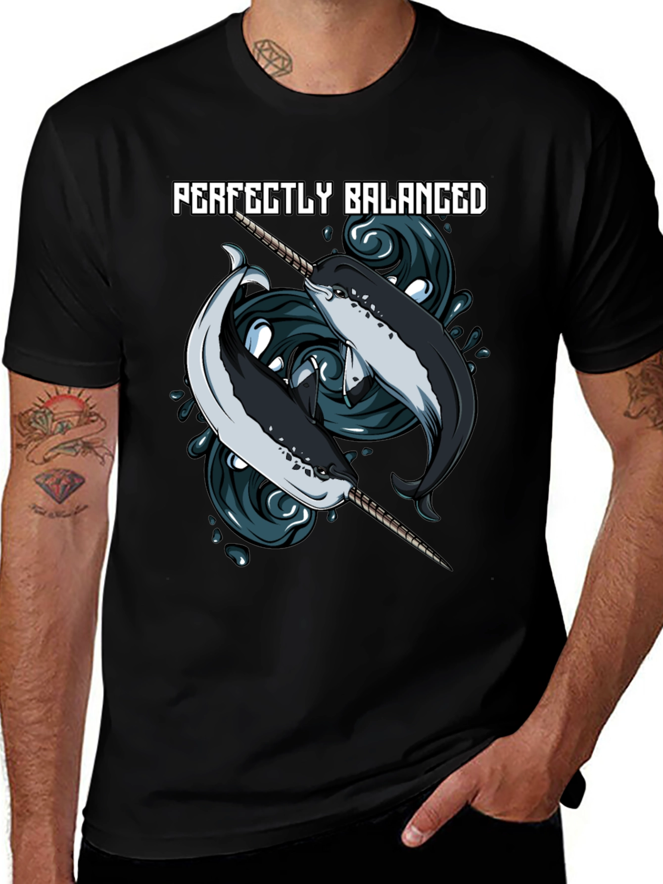 Perfectly Balanced Narwhal Graphic Tee - Black