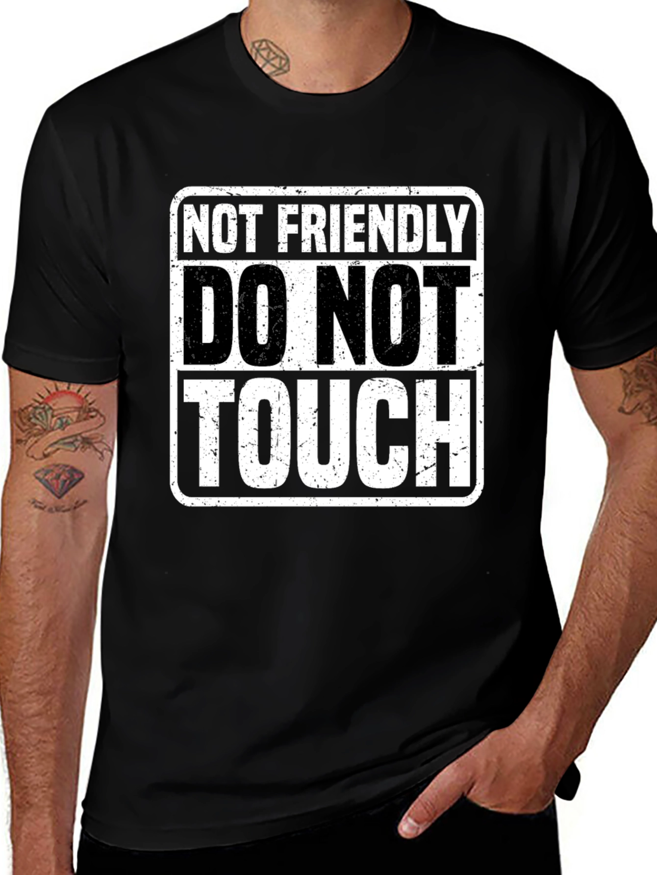 Variant 11 of Not Friendly Tee - Do Not Touch Black Cotton T-Shirt