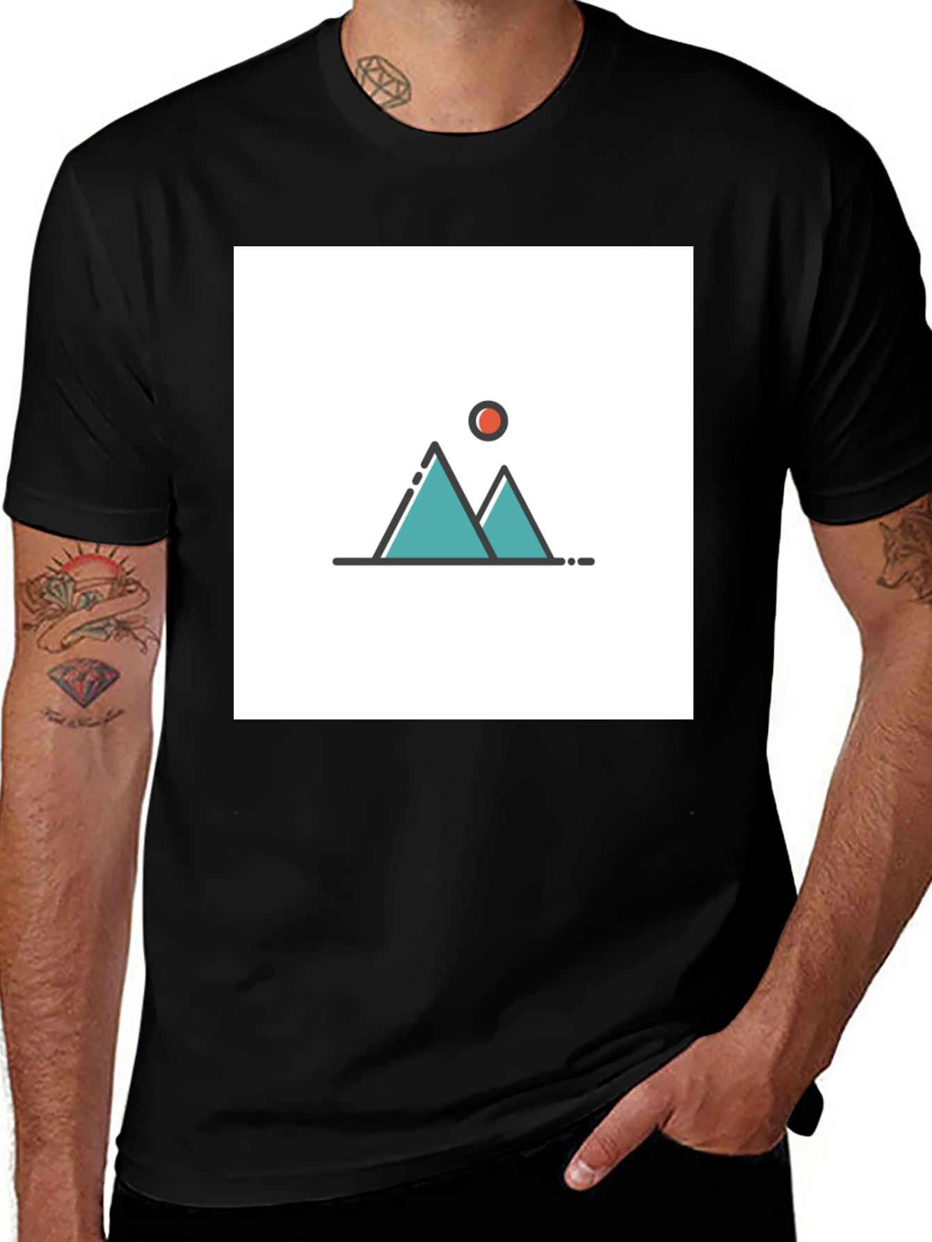 Variant 16 of Mountains Graphic Black T-Shirt