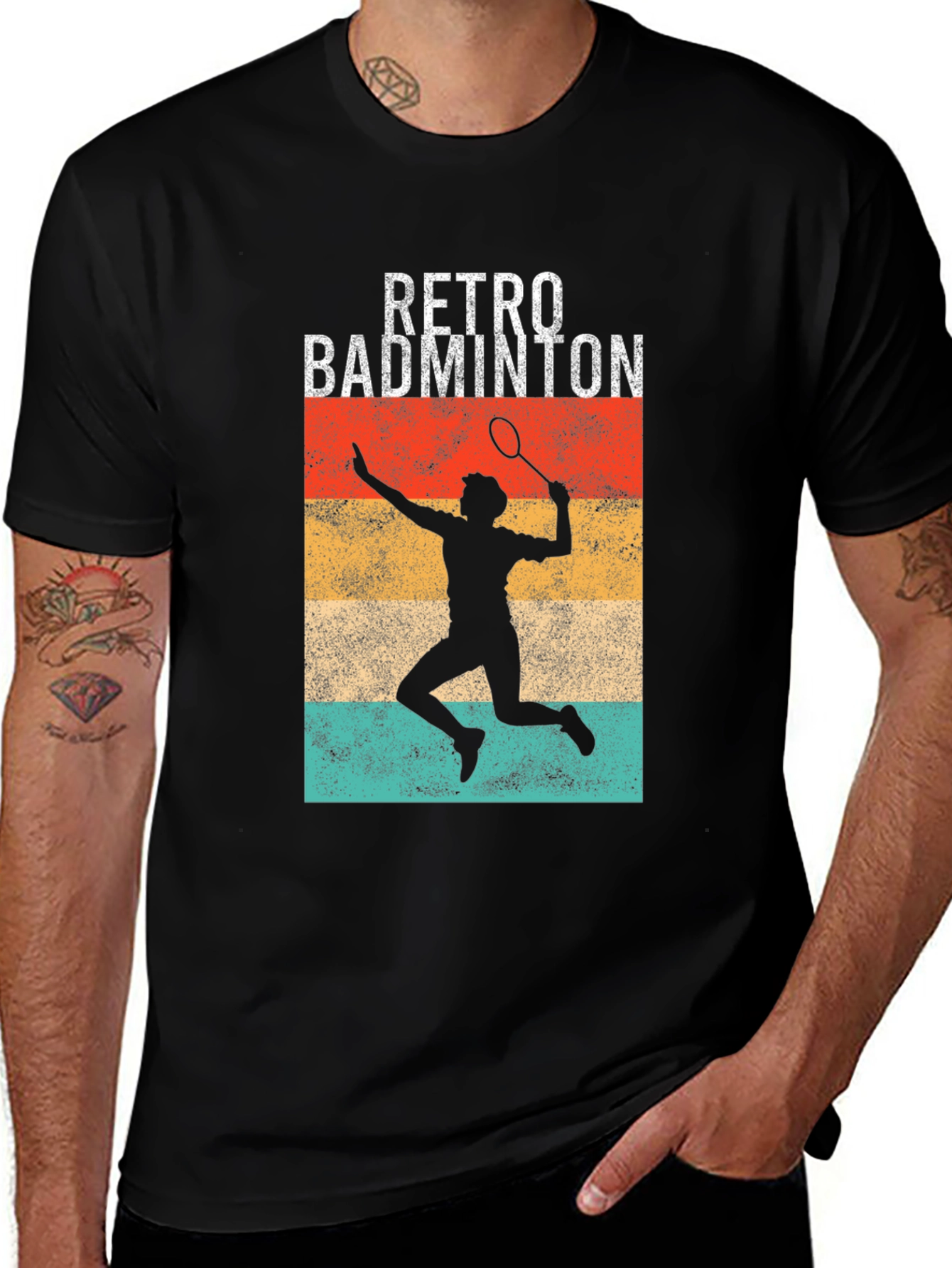 Variant 7 of Retro Badminton Player Graphic Tee