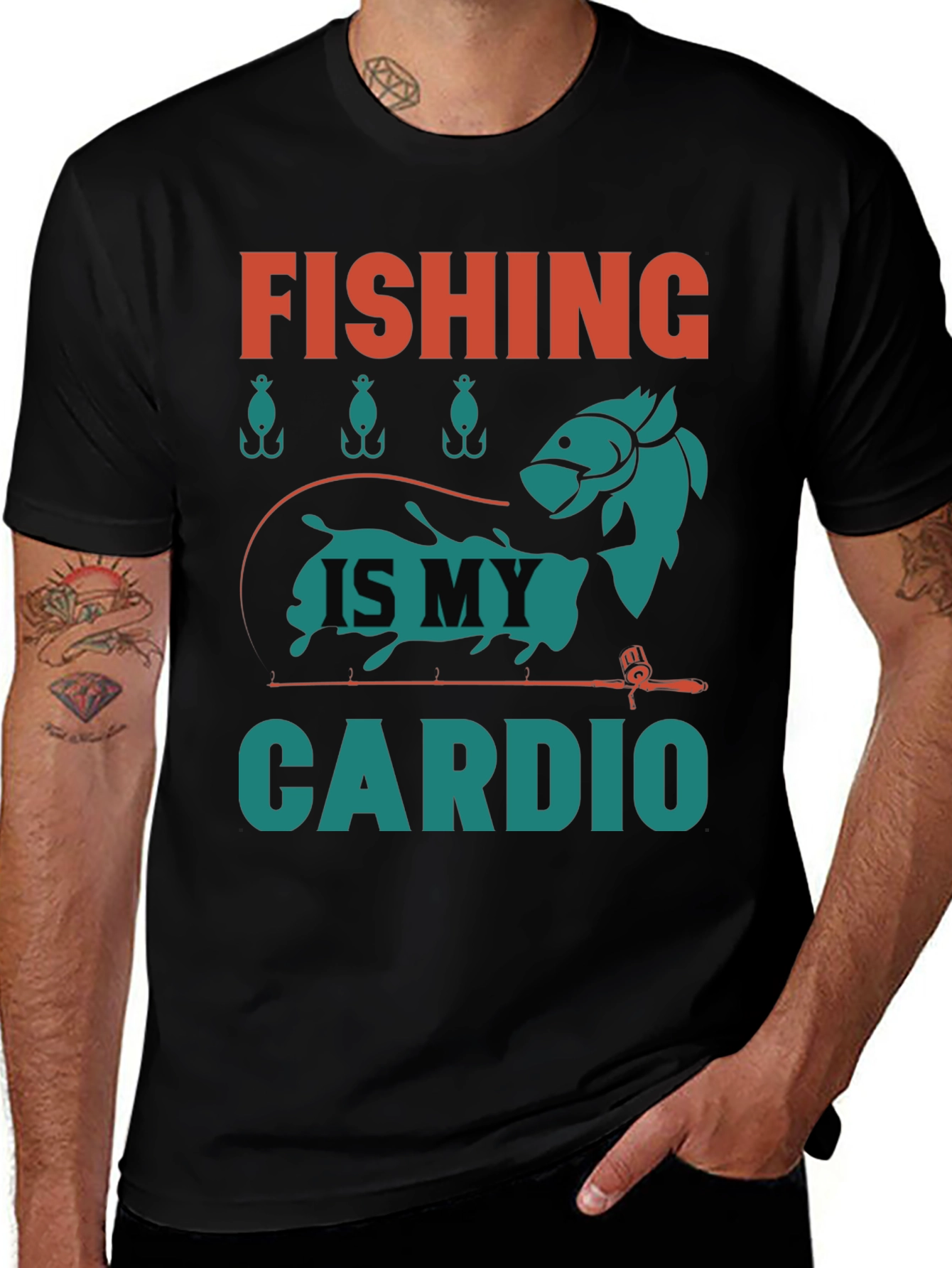 Variant 11 of Fishing Is My Cardio Graphic T-Shirt