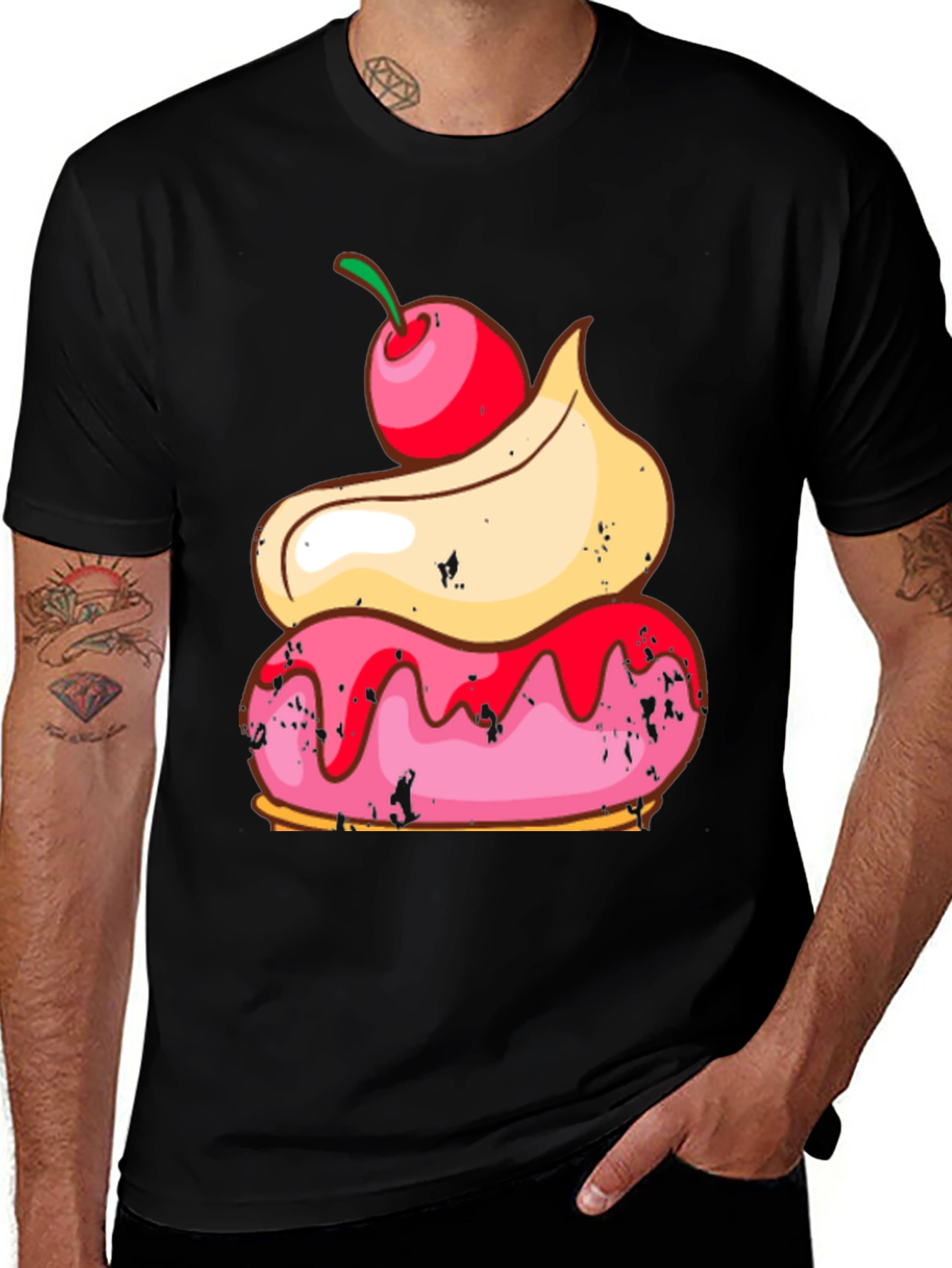 Sweet Treat Tee: Cherry Topped Donut Graphic T-Shirt