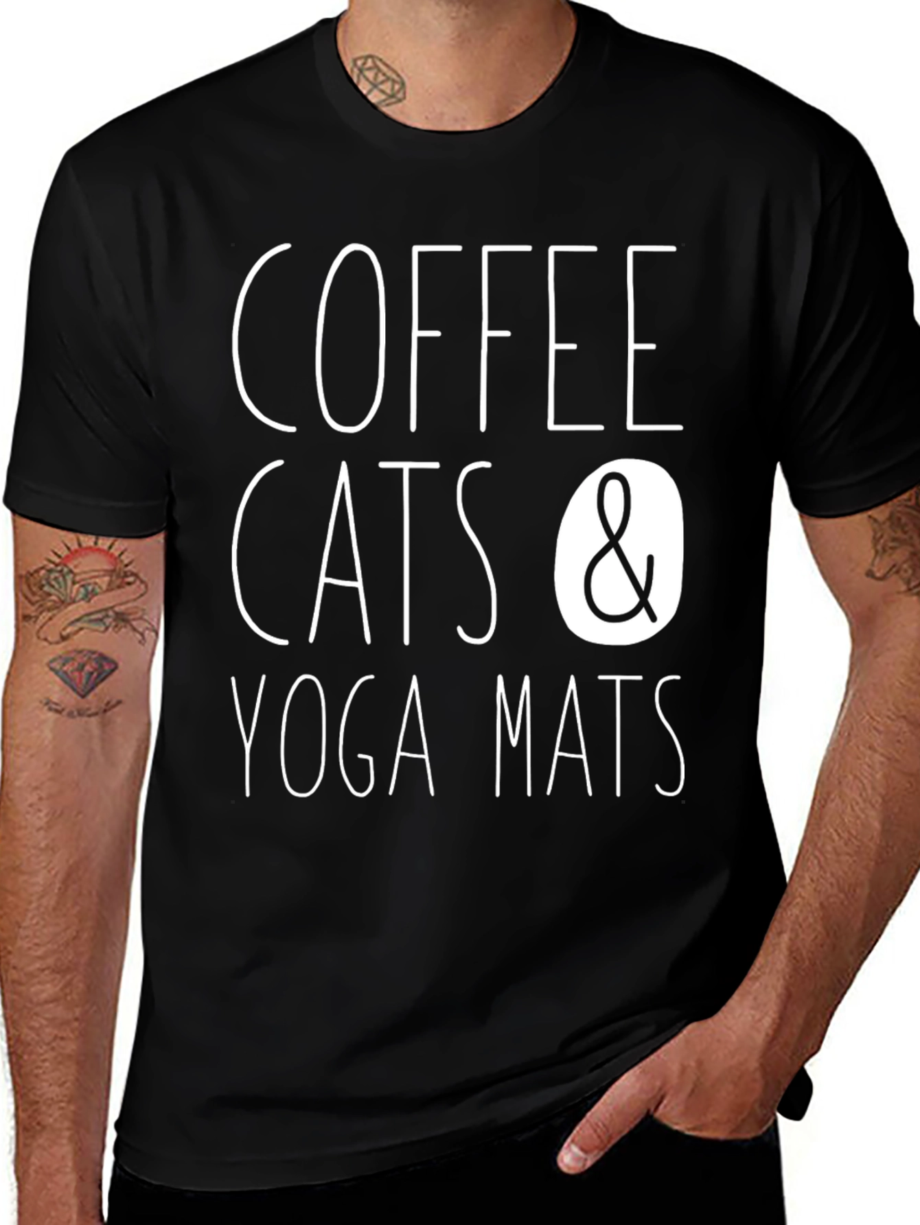Variant 9 of Coffee Cats & Yoga Mats Black Graphic Tee