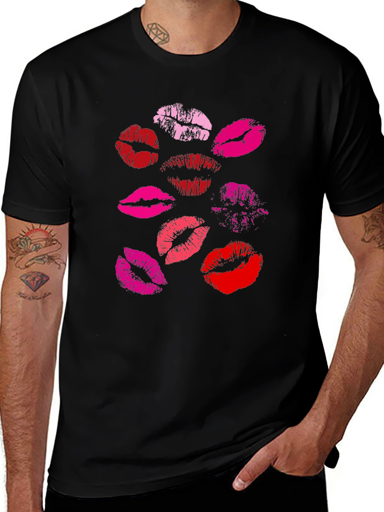 Kiss Print Black T-Shirt