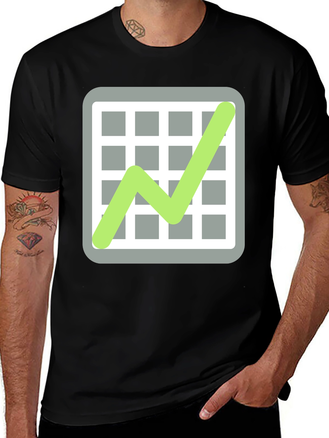 Variant 30 of Trending Graphic Tee: Chart Design on Black Cotton Shirt