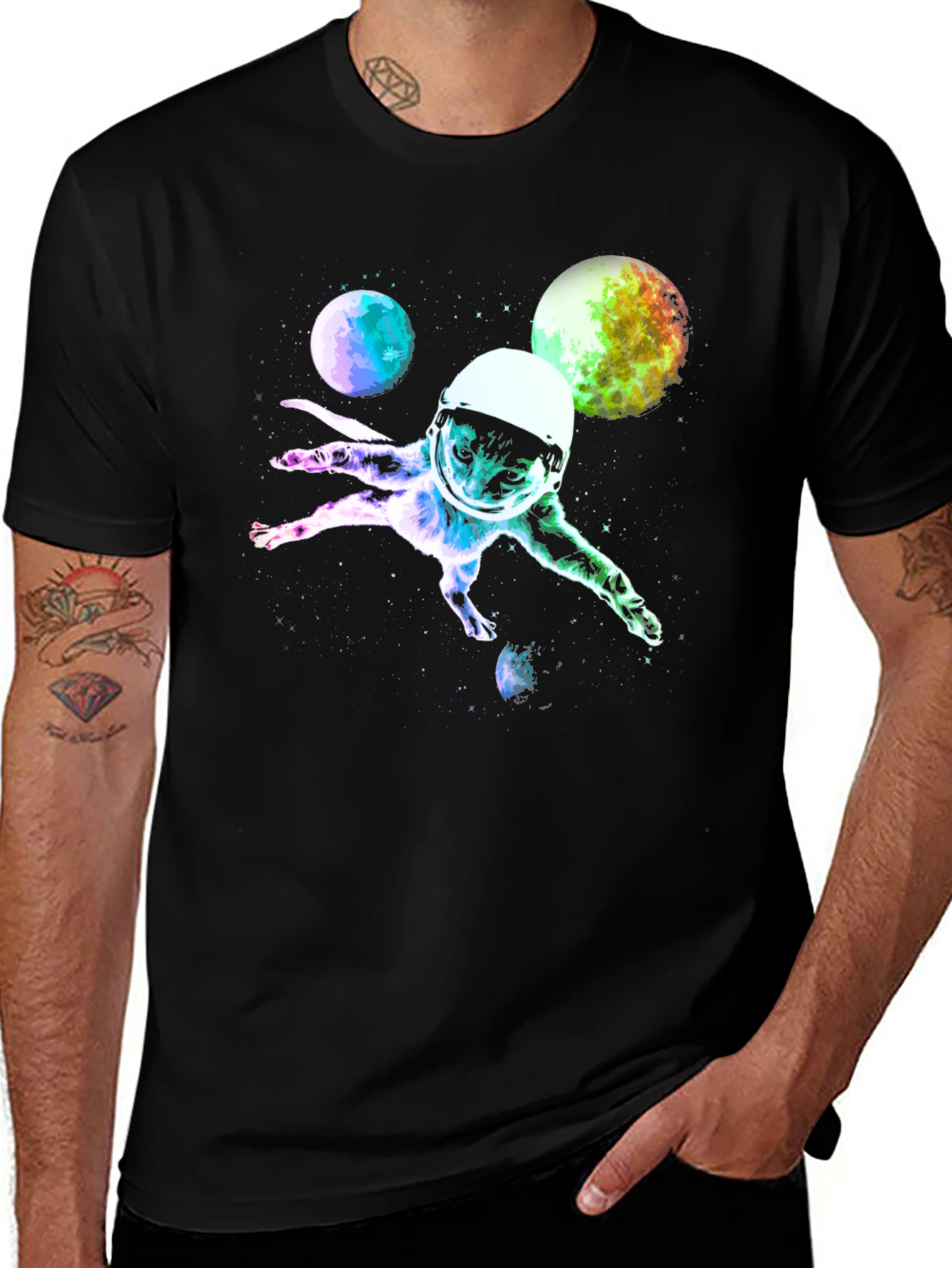 Variant 8 of Astronaut Cat T-Shirt - Space Kitten Design