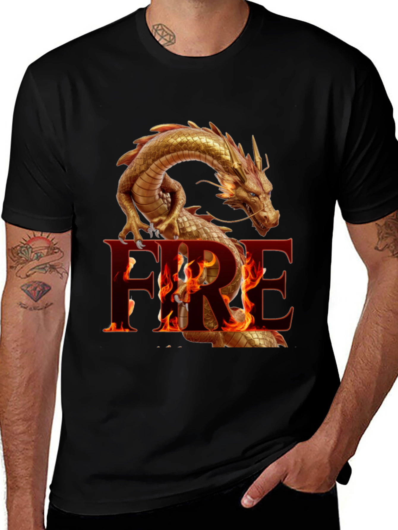 Variant 5 of Fiery Dragon Graphic Tee - Bold and Unique Design