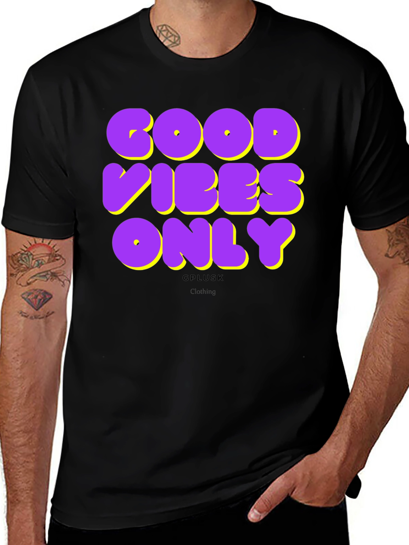 Variant 20 of Good Vibes Only Graphic Print Black T-Shirt