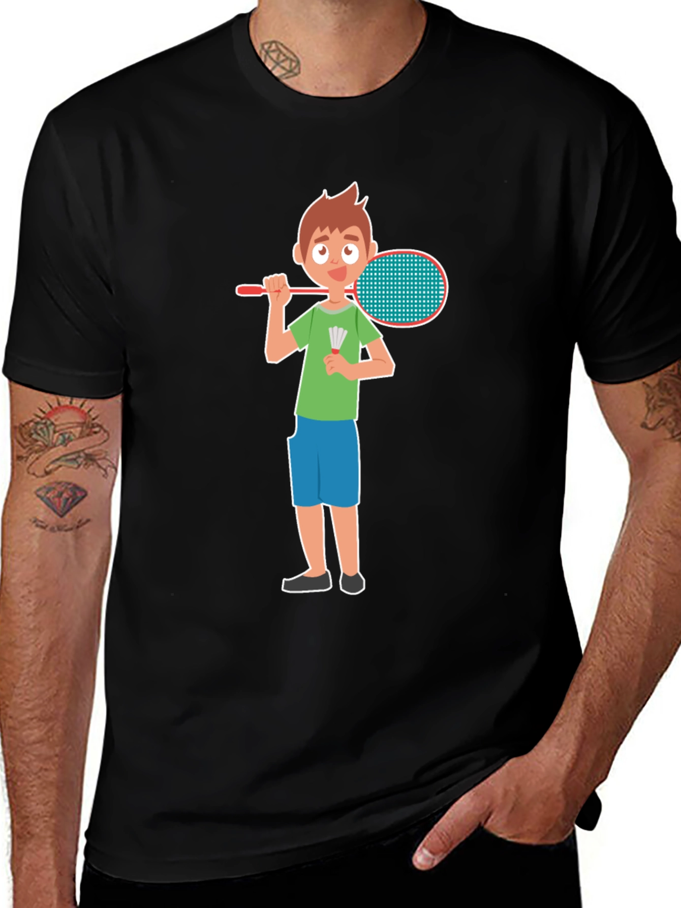 Variant 21 of Badminton Boy Black T-Shirt
