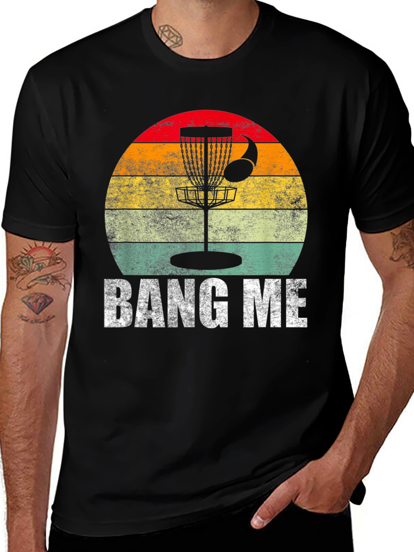 Variant 16 of Bang Me Disc Golf T-Shirt - Sunset Basket Tee