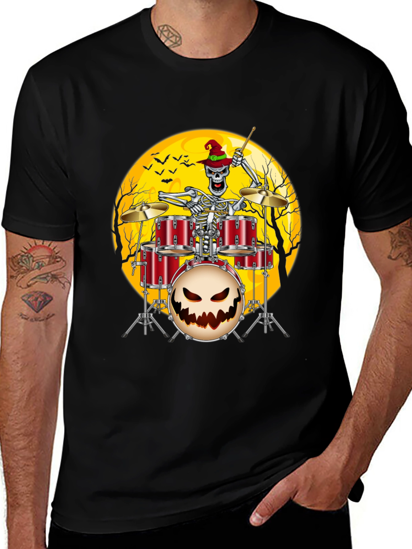 Halloween Skeleton Drummer T-Shirt
