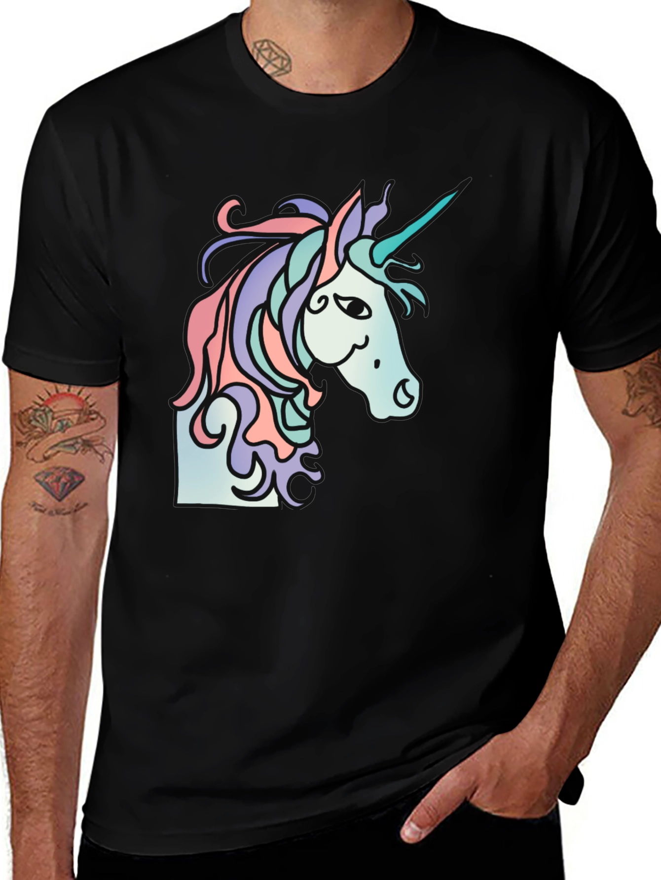 Variant 9 of Unicorn Graphic Tee - Black Casual T-Shirt