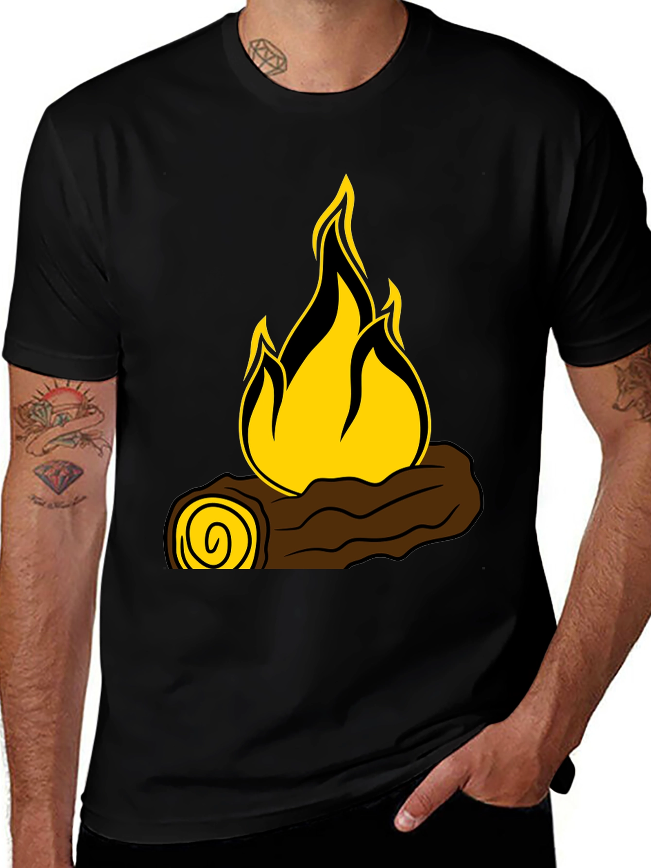 Variant 7 of Campfire Graphic T-Shirt - Black Cotton Tee