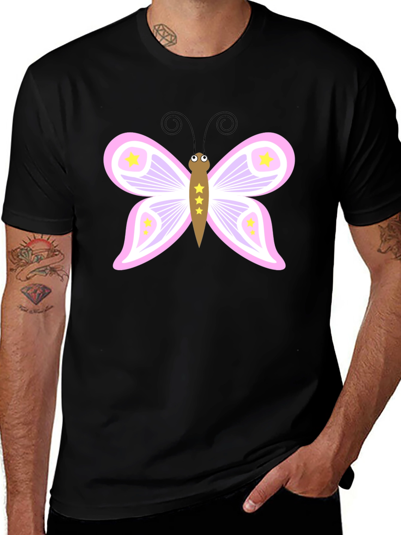 Variant 20 of Butterfly Graphic Tee - Black Cotton Blend