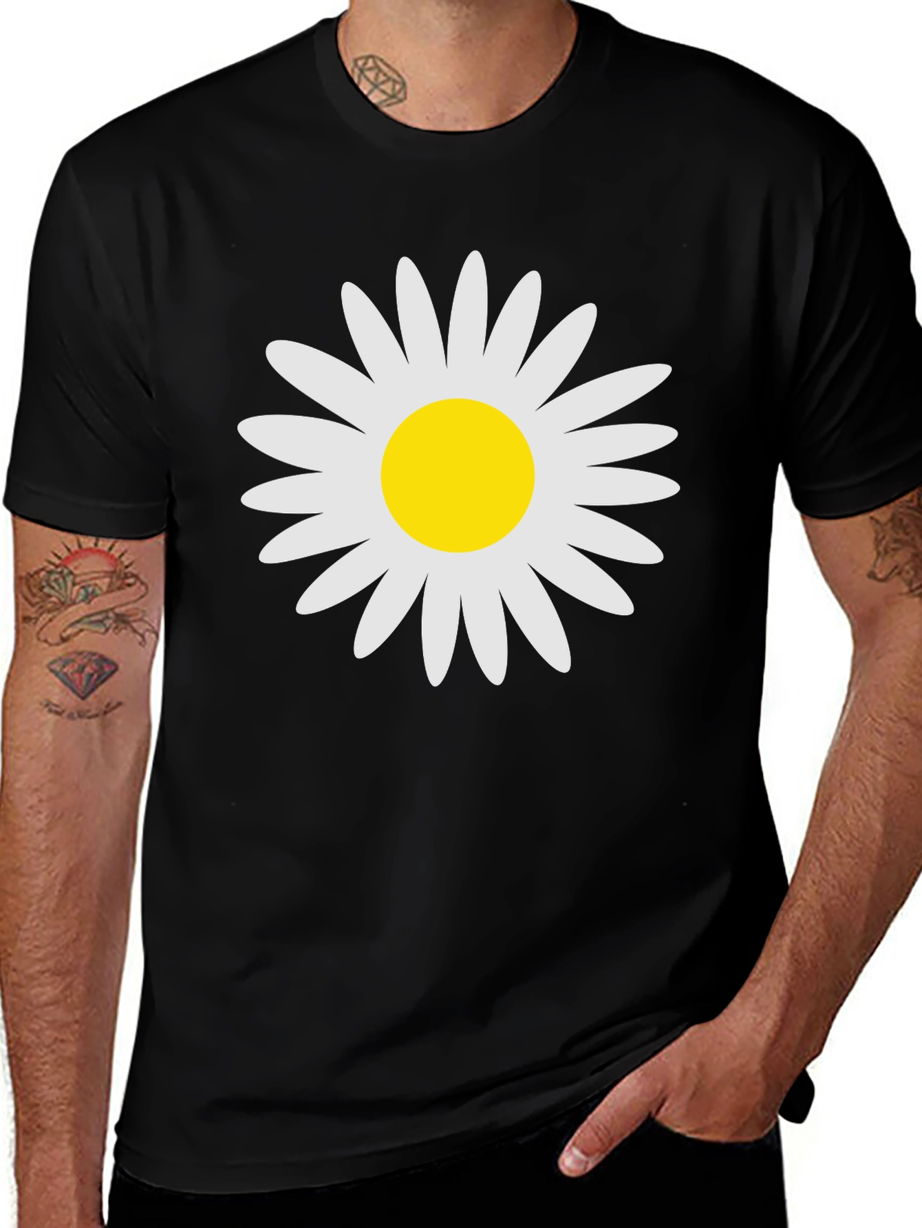 Variant 7 of Daisy Graphic Print Black T-Shirt