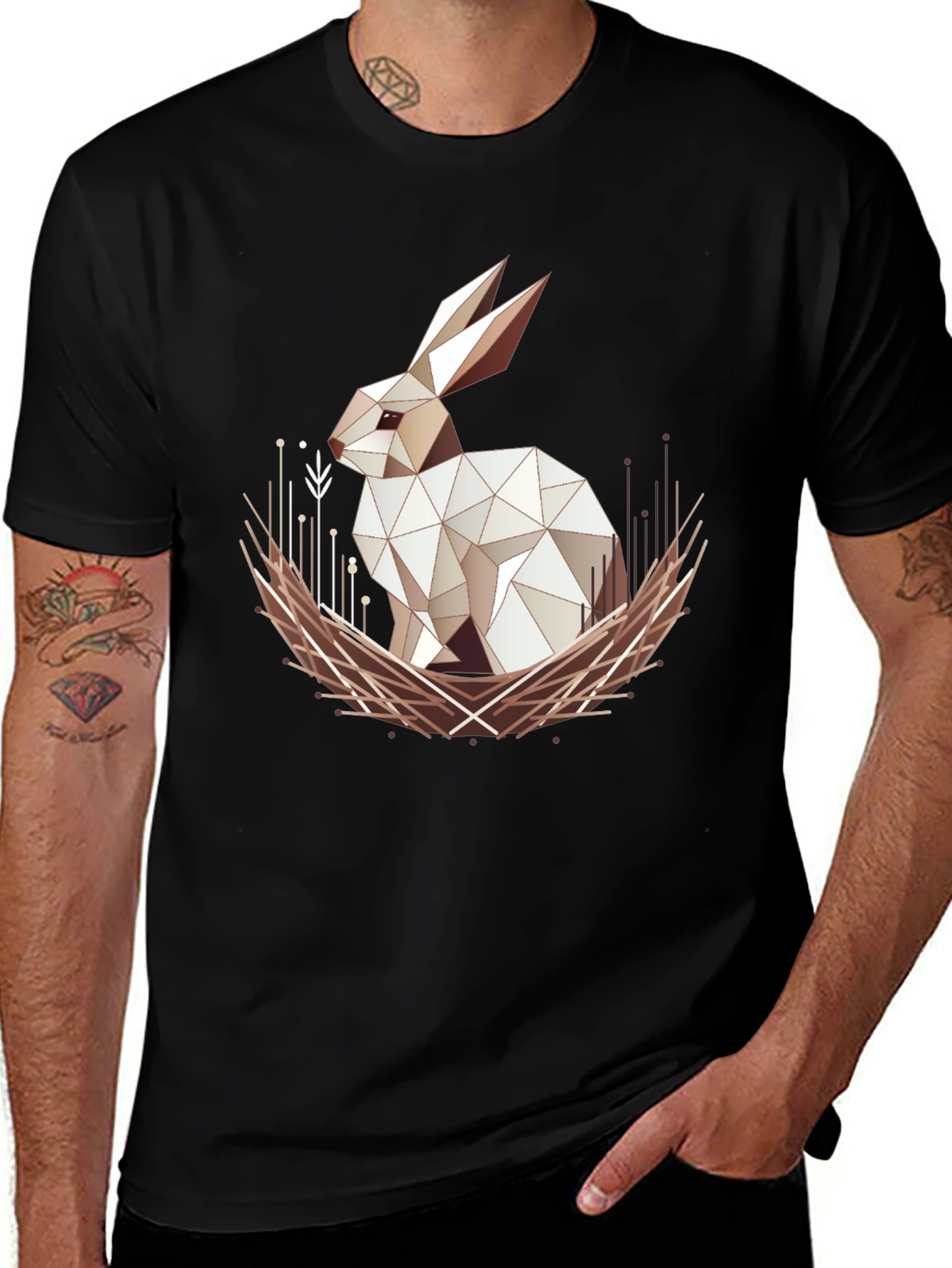 Variant 28 of Geometric Rabbit Graphic Tee - Modern Style