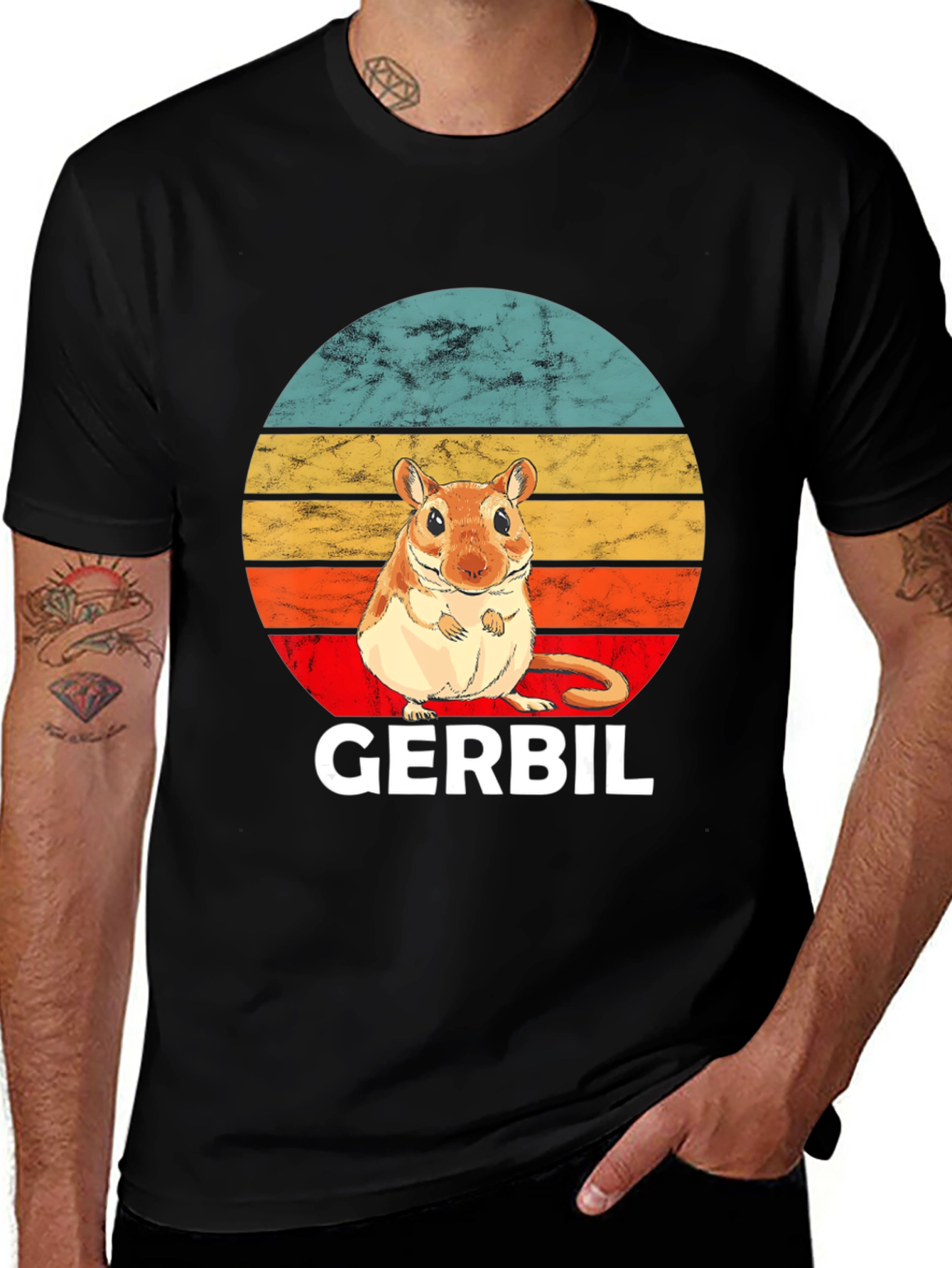 Variant 5 of Retro Gerbil Sunset Graphic T-Shirt