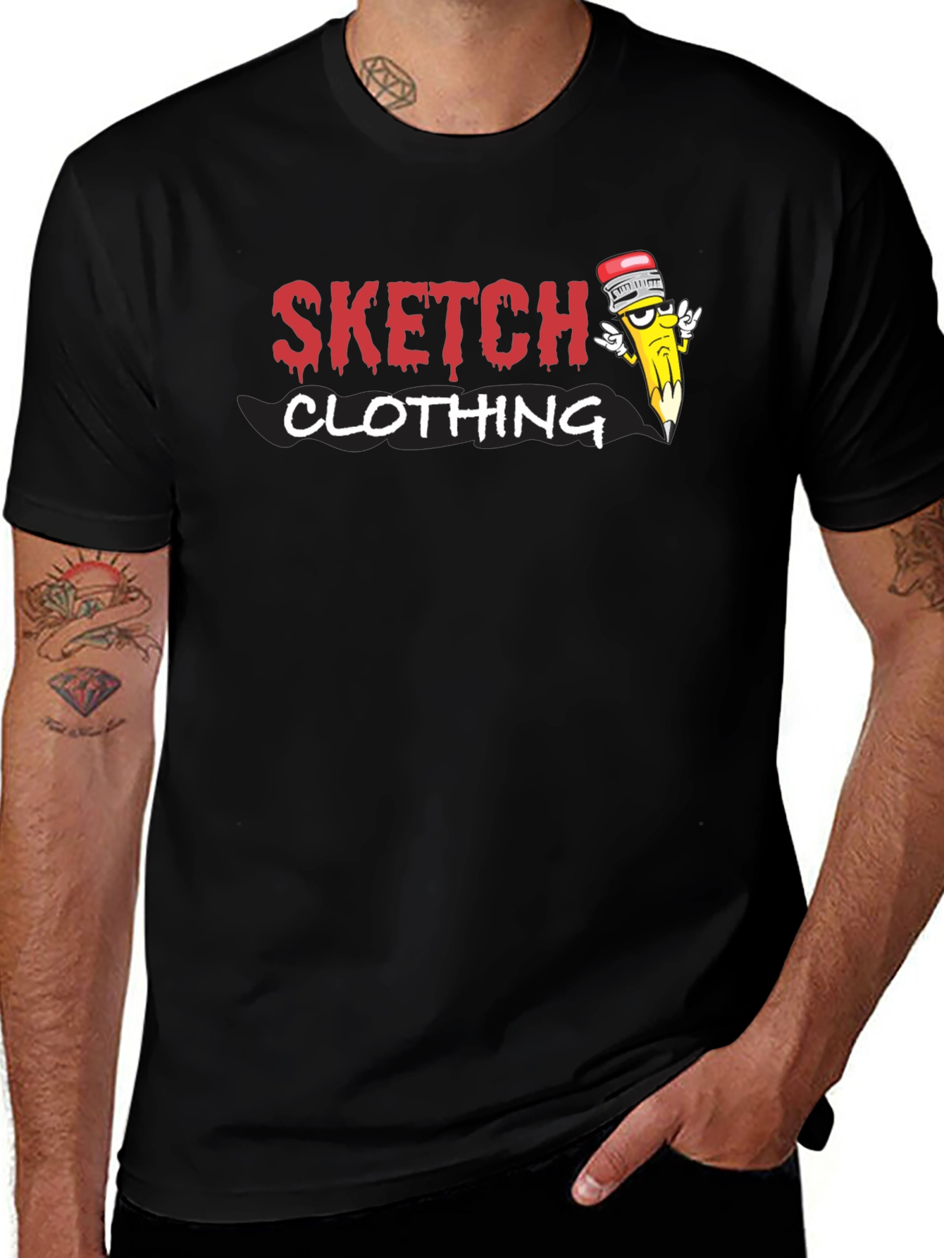 Variant 25 of Sketch Clothing Graphic Tee - Black Cotton T-Shirt