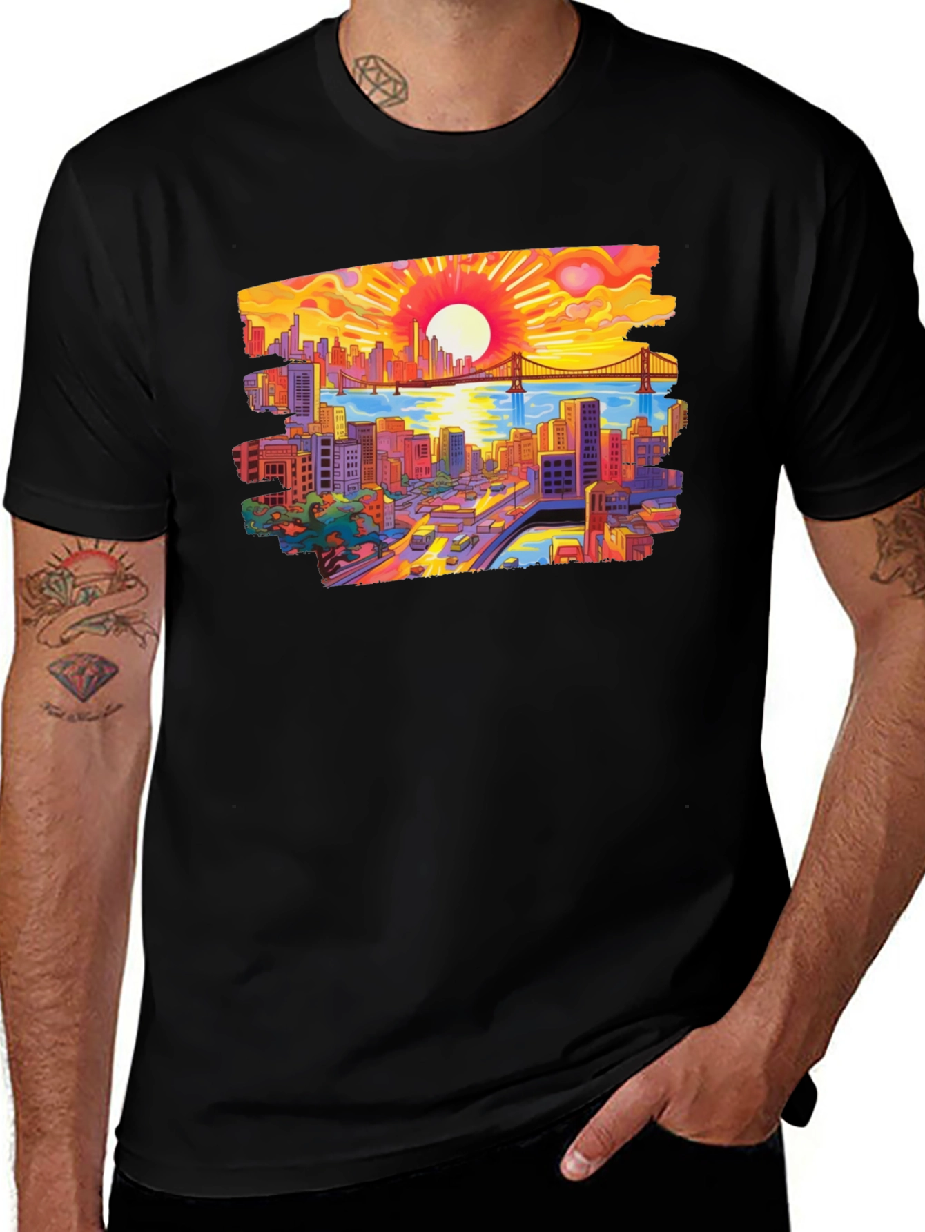 Variant 17 of Cityscape Sunset Graphic Tee