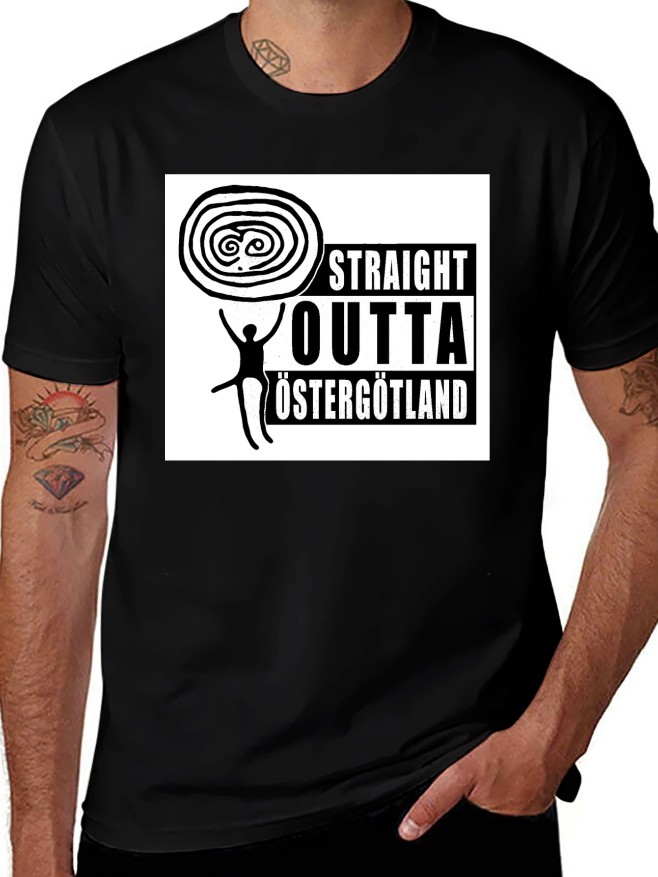Variant 18 of Straight Outta Östergötland Black T-Shirt