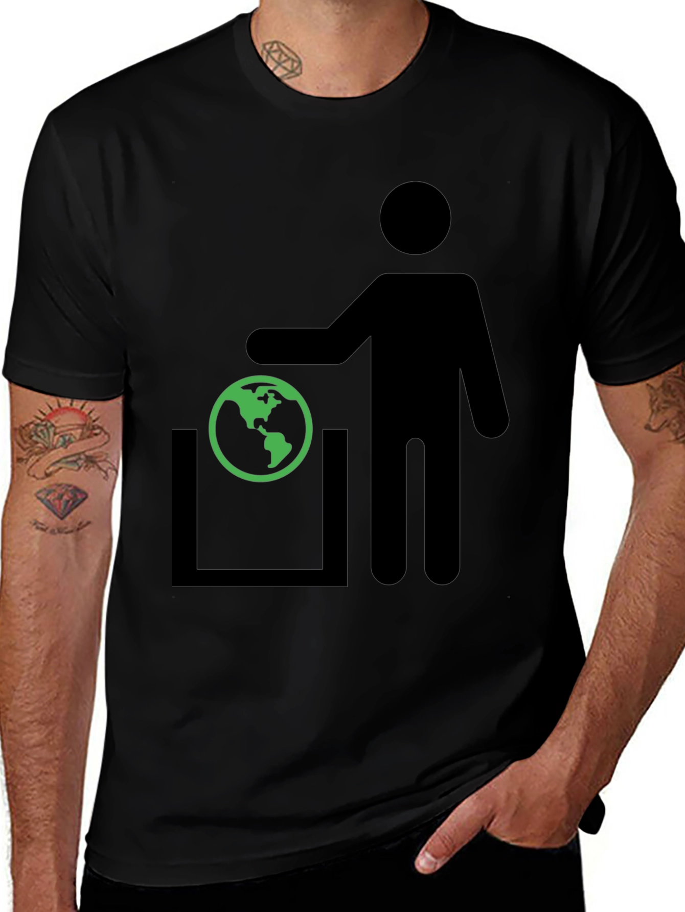Earth in Trash T-Shirt - Save the Planet
