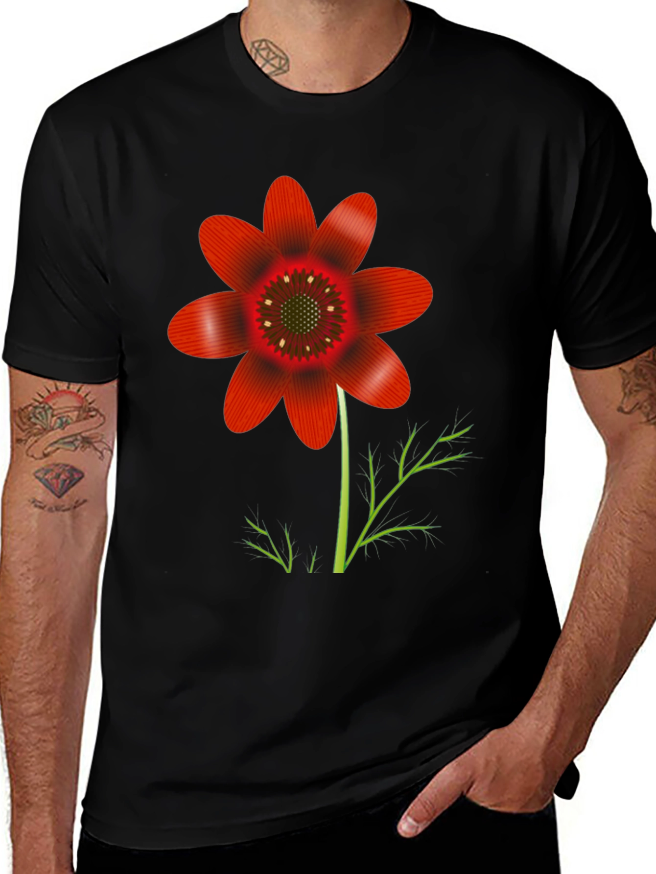 Variant 28 of Floral Graphic Tee - Red Blossom Design