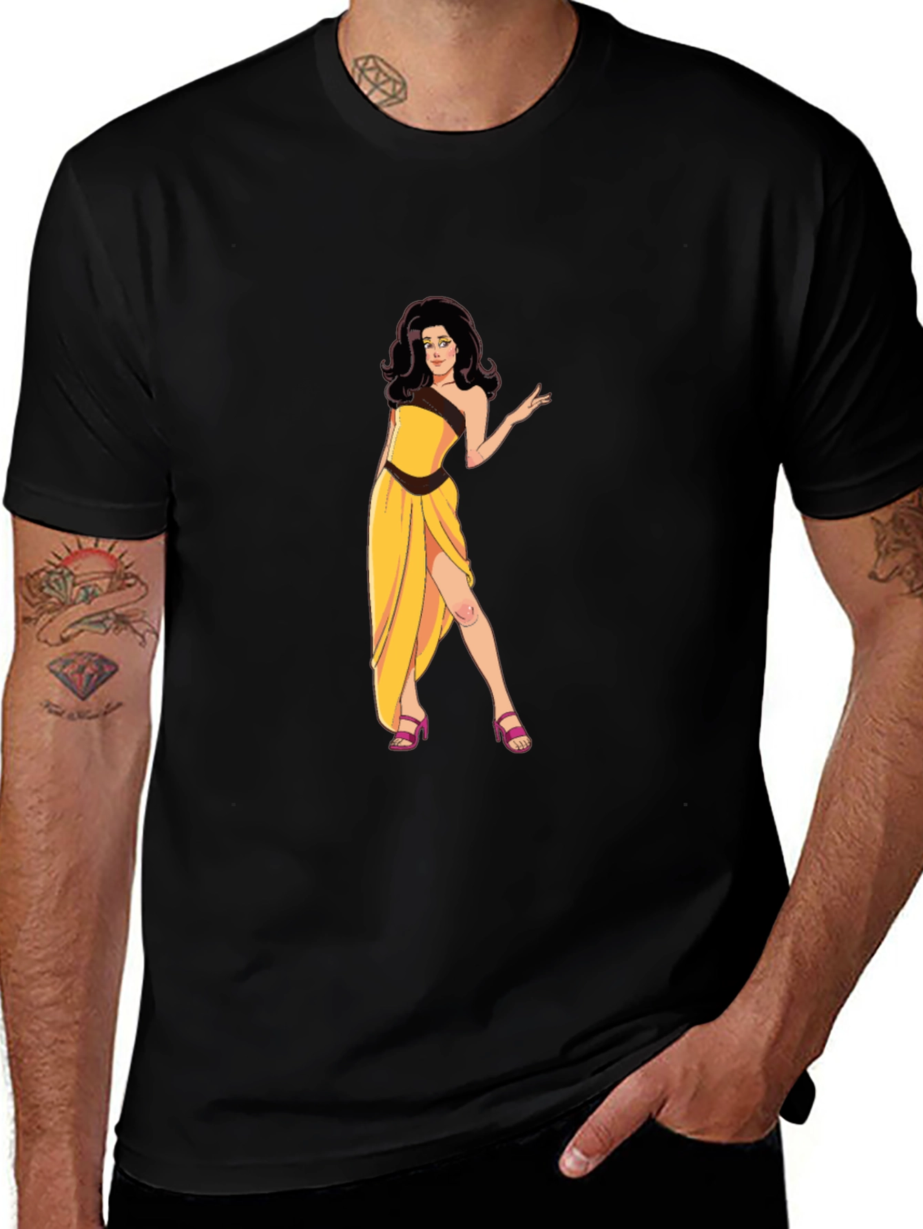 Variant 8 of Cartoon Graphic Print Black T-Shirt