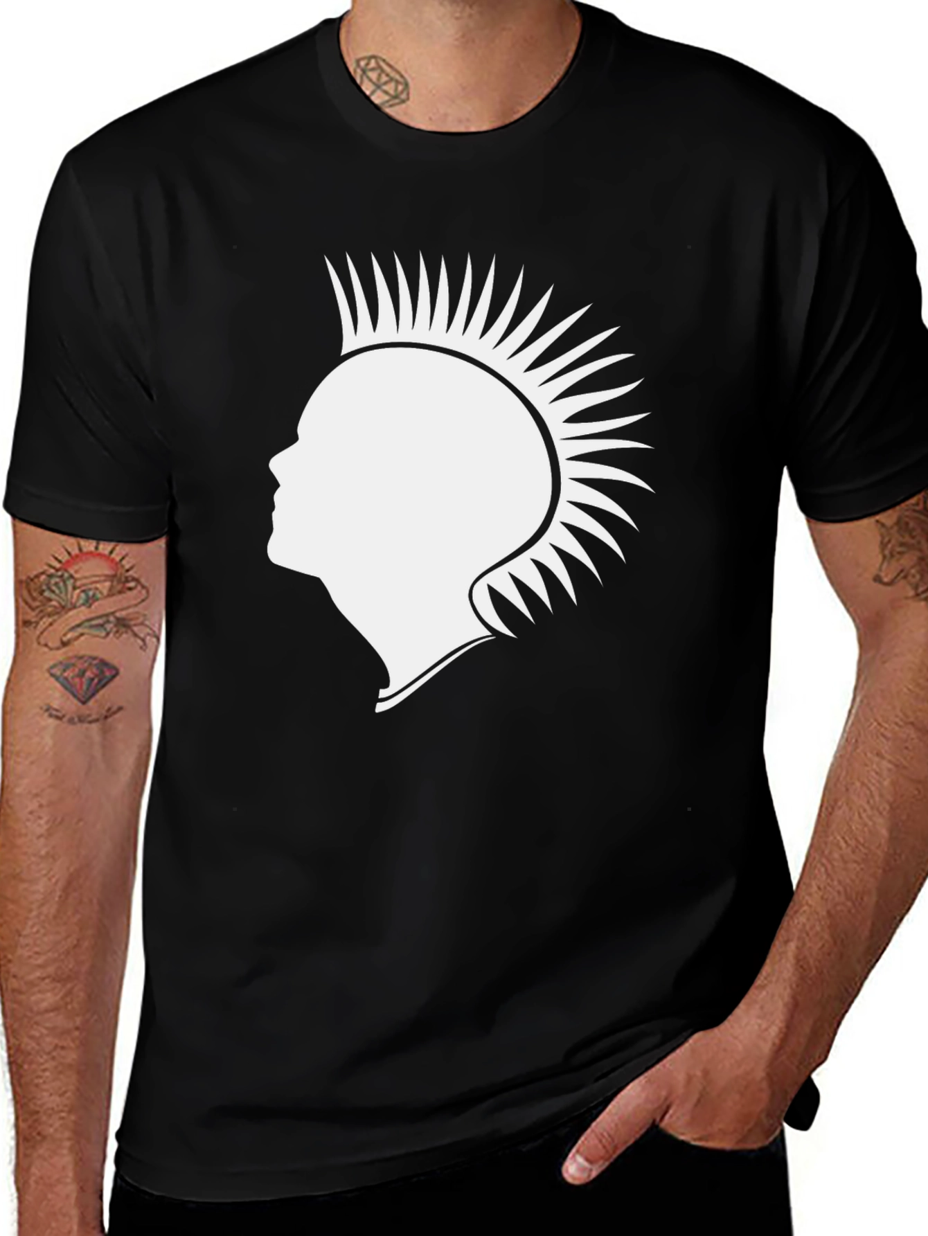Variant 4 of Punk Silhouette Graphic Tee - Black